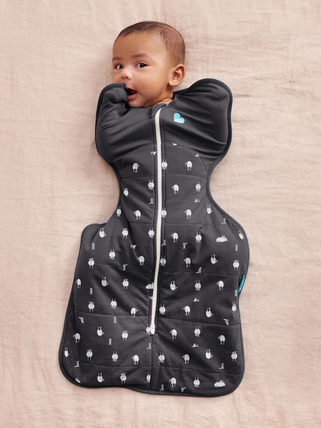 Swaddle Up, Organic Cotton & Merino Wool Baby Sleeping Bag, 2.5Tog, Charcoal