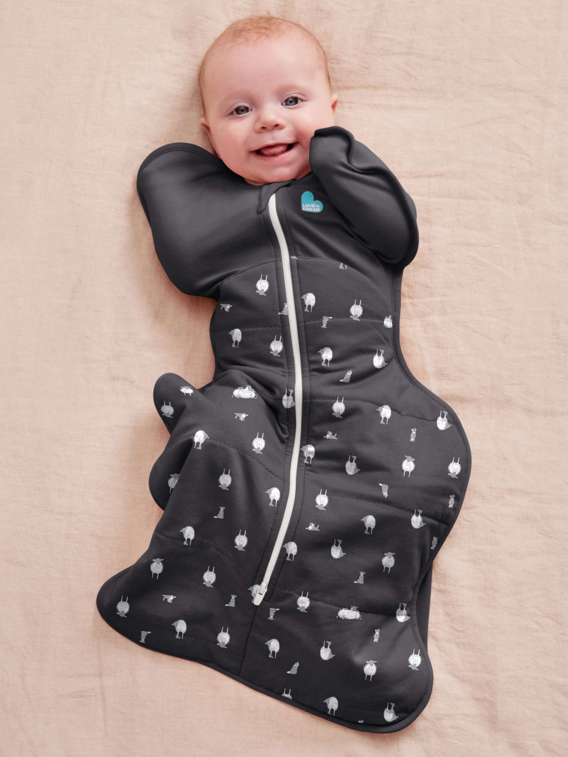 Swaddle Up, Organic Cotton & Merino Wool Baby Sleeping Bag, 2.5Tog, Charcoal