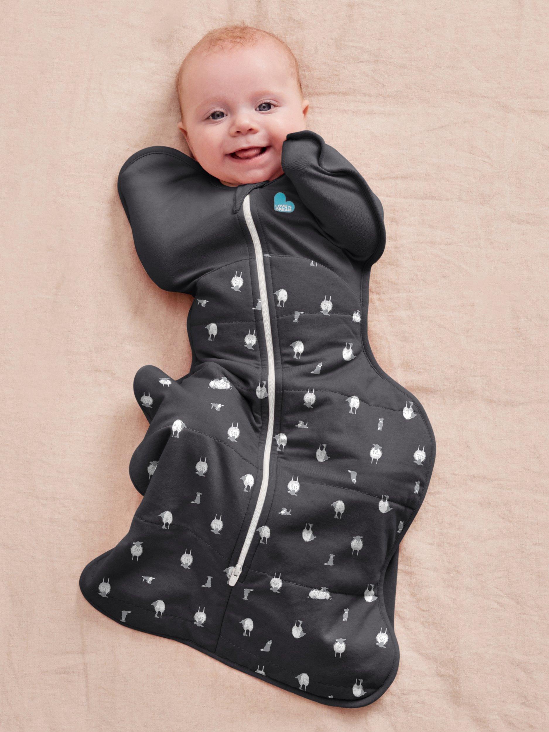 Swaddle Up, Organic Cotton & Merino Wool Baby Sleeping Bag, 2.5Tog, Charcoal