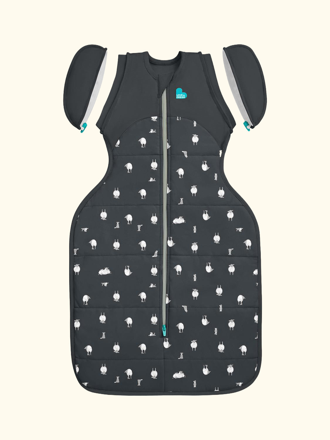 Swaddle Up, Organic Cotton & Merino Wool, Transition Baby Sleeping Bag, 2.5 Tog Charcoal