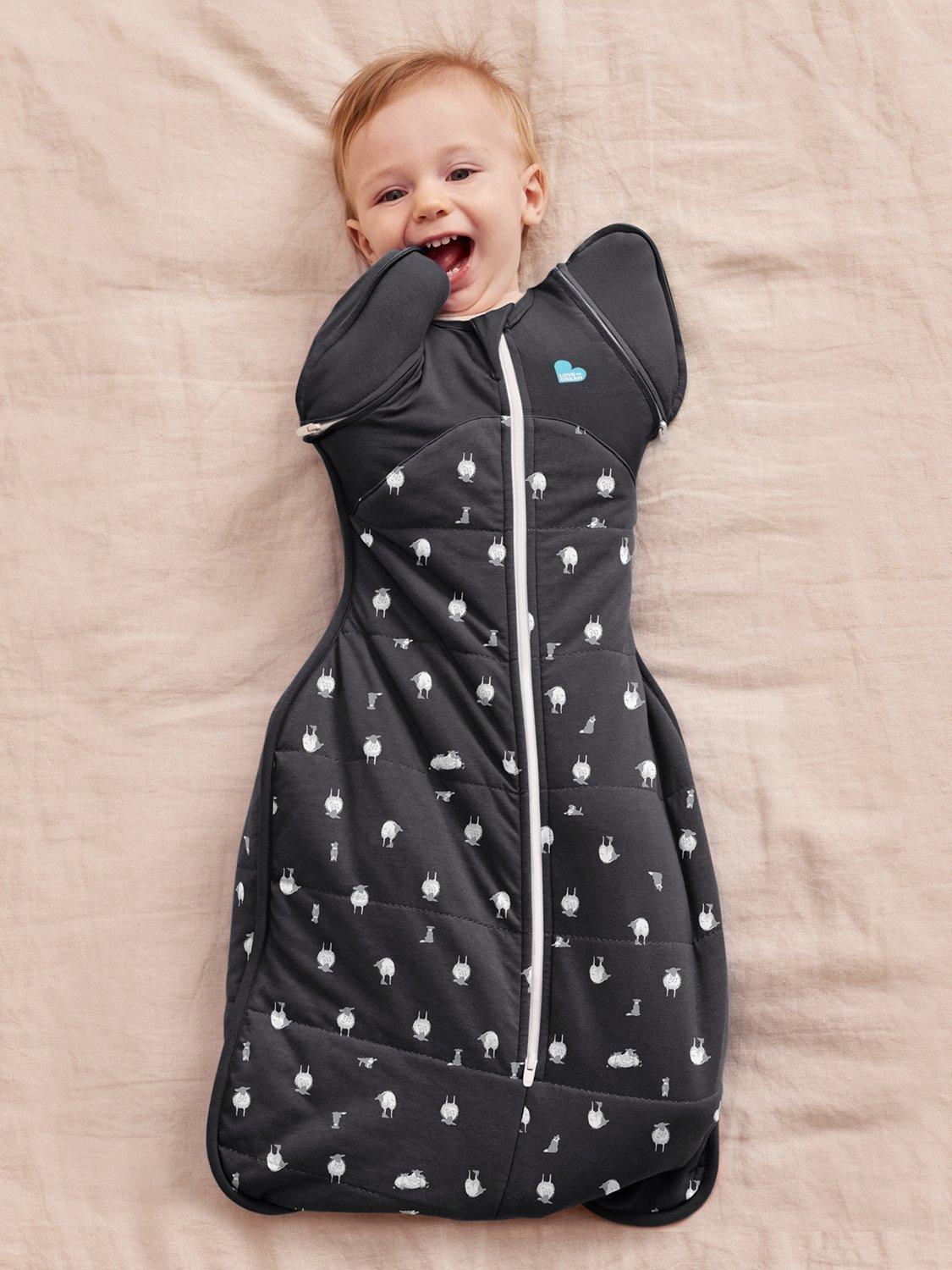 Swaddle Up, Organic Cotton & Merino Wool, Transition Baby Sleeping Bag, 2.5 Tog Charcoal