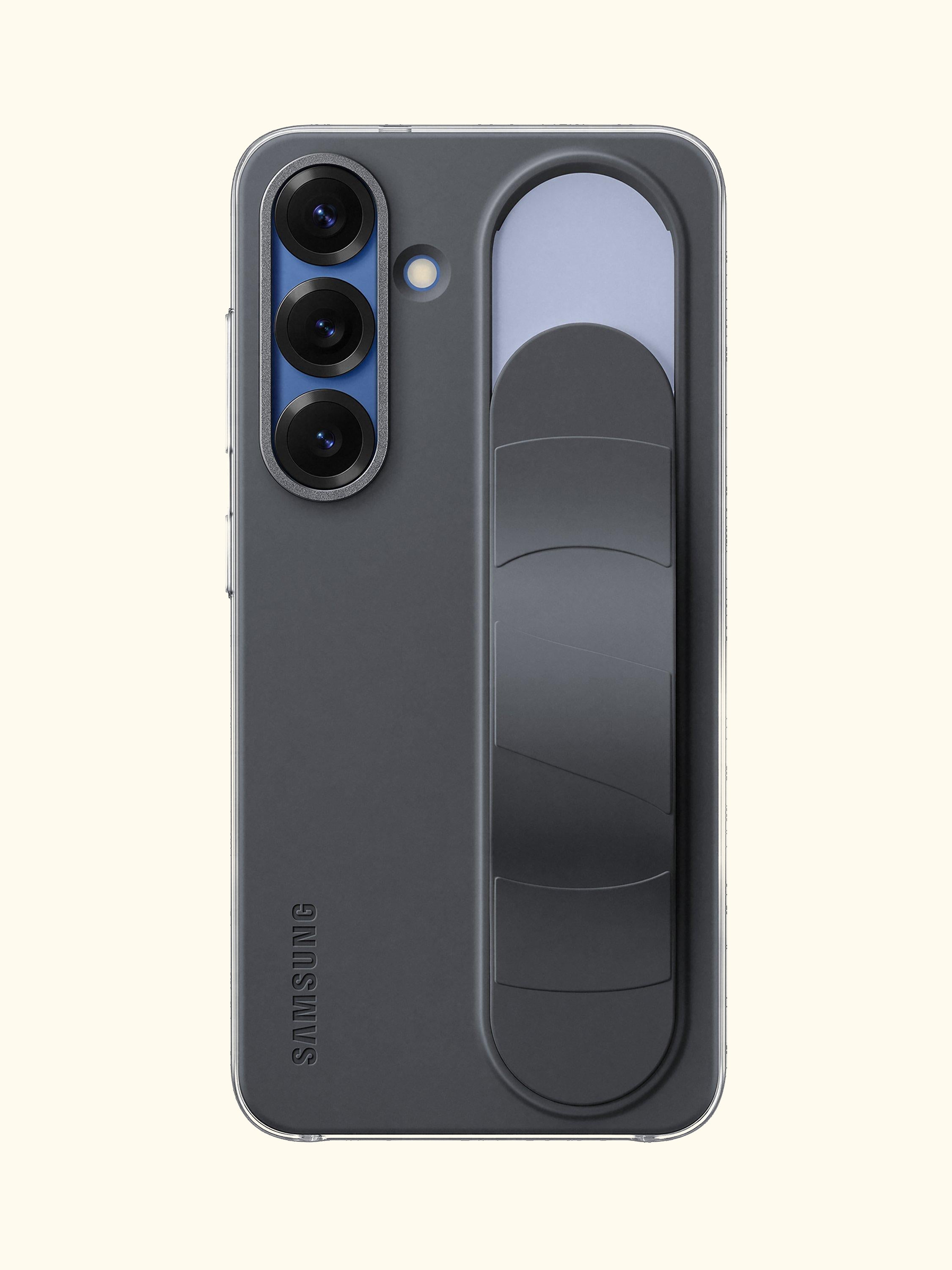 Galaxy S25 Silicone Grip Case with Stand, Black