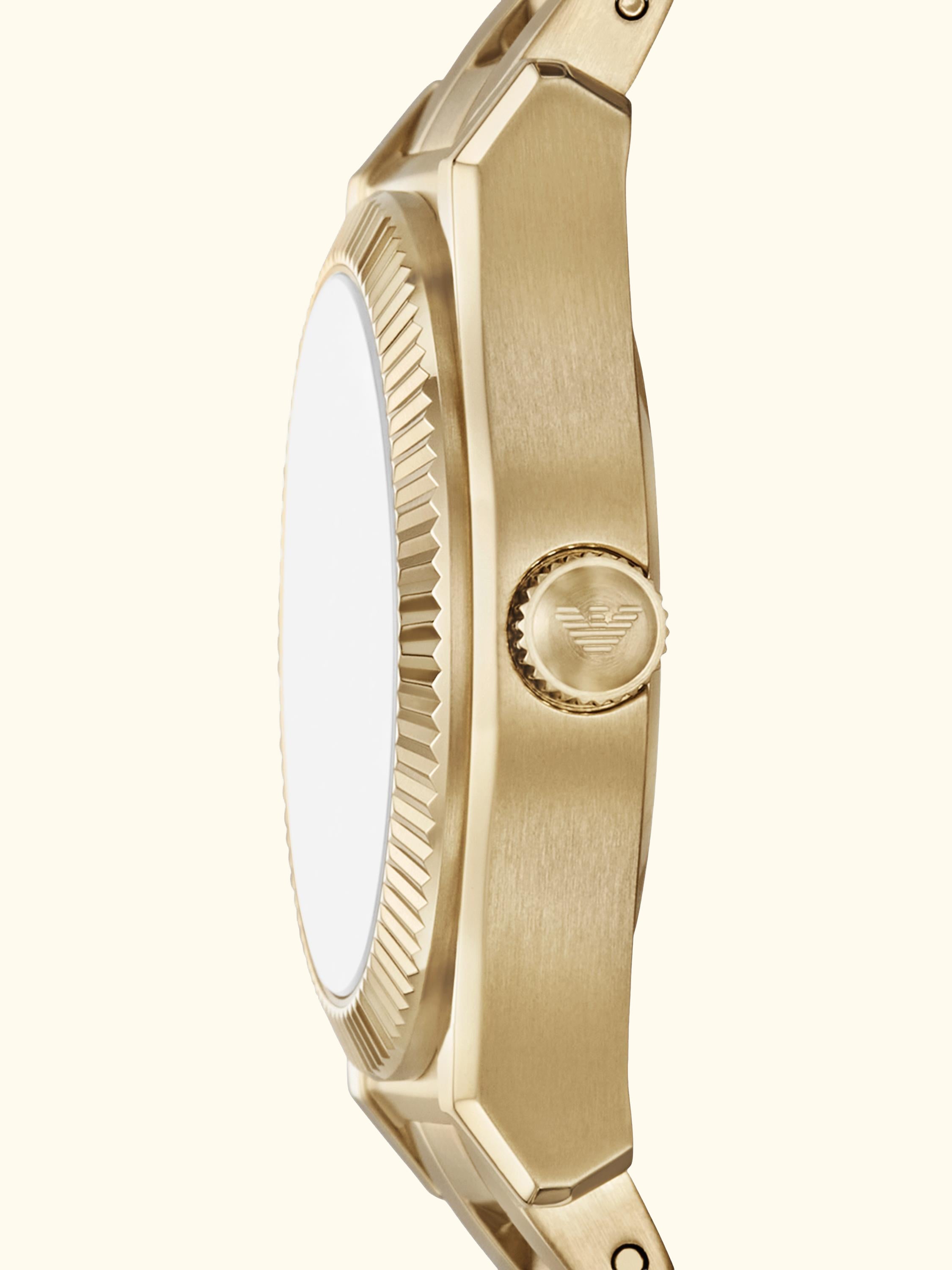 AR11657 Women's Mother of Pearl Date Bracelet Strap Watch, Gold