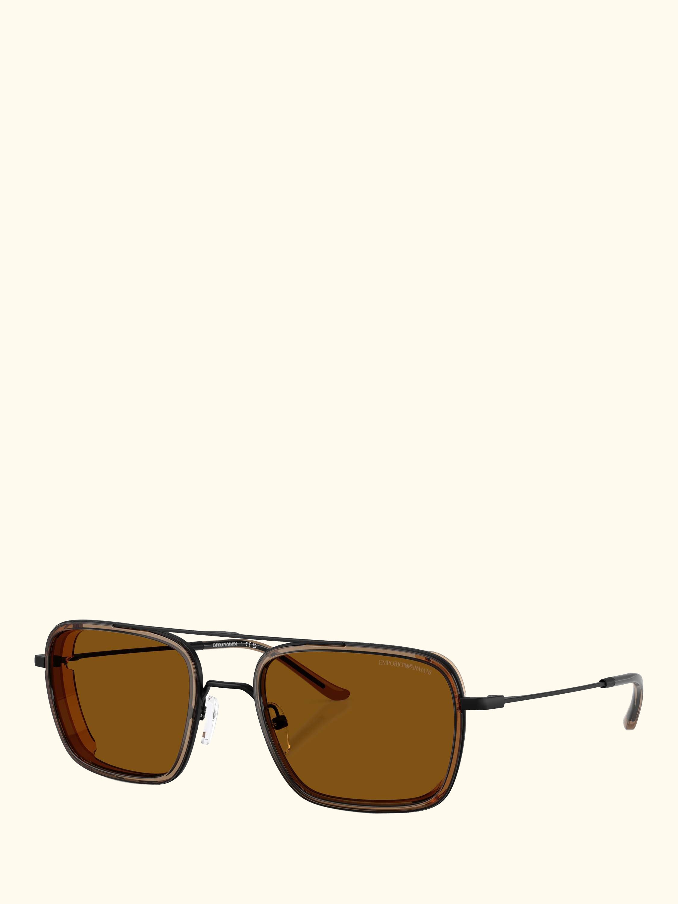 EA2162 Men's Square Sunglasses, Black/Brown