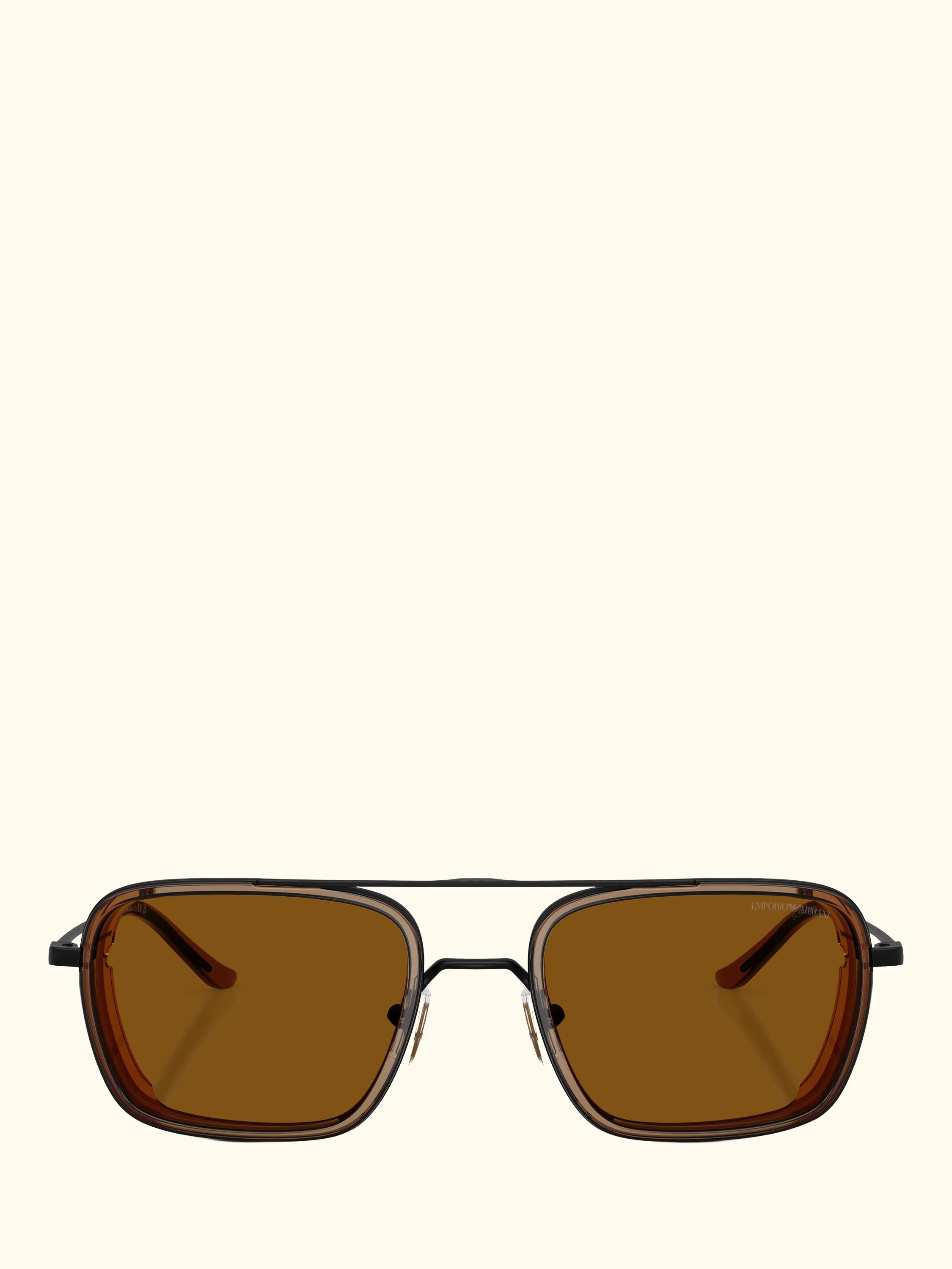 EA2162 Men's Square Sunglasses, Black/Brown
