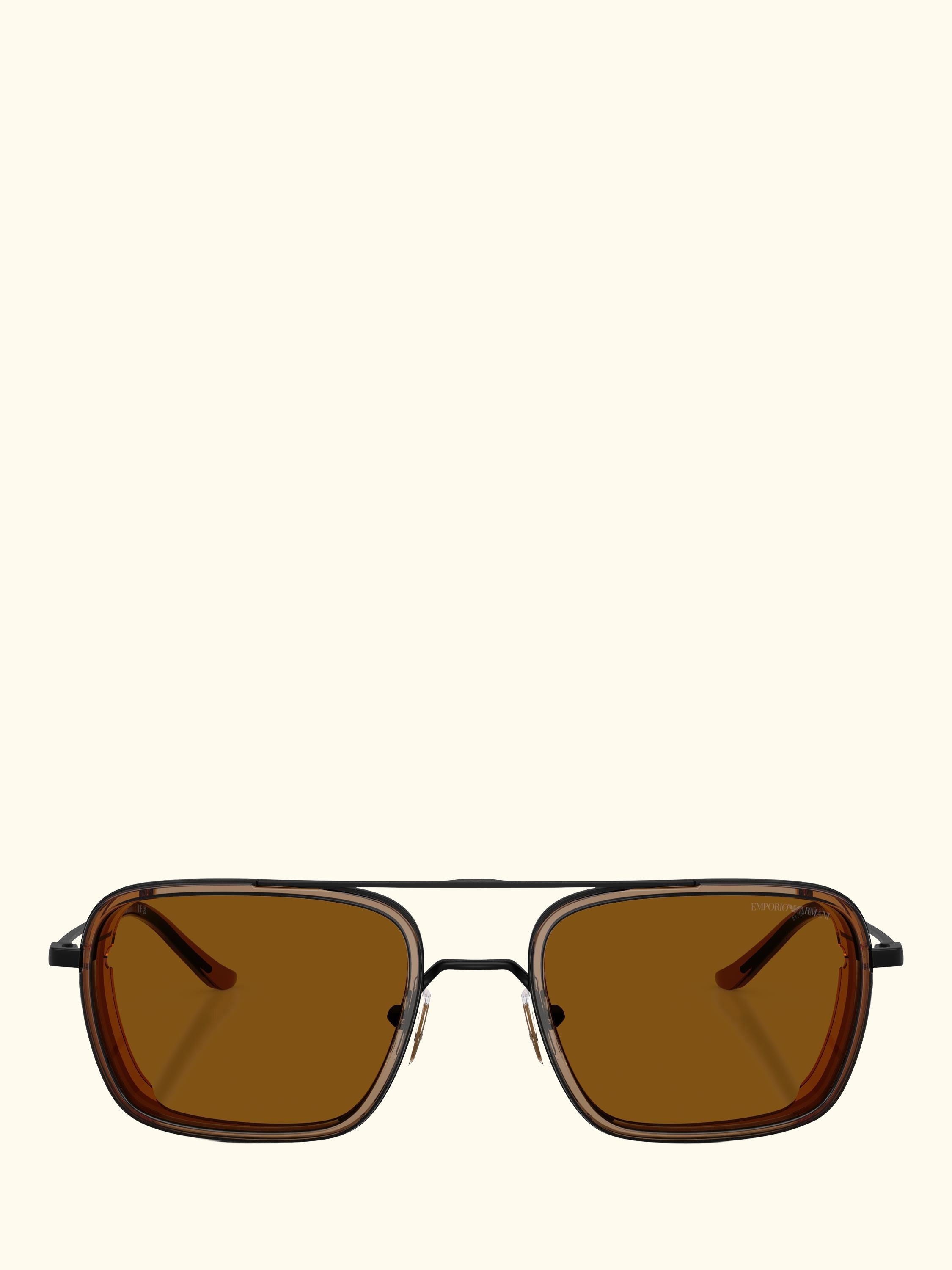 EA2162 Men's Square Sunglasses, Black/Brown