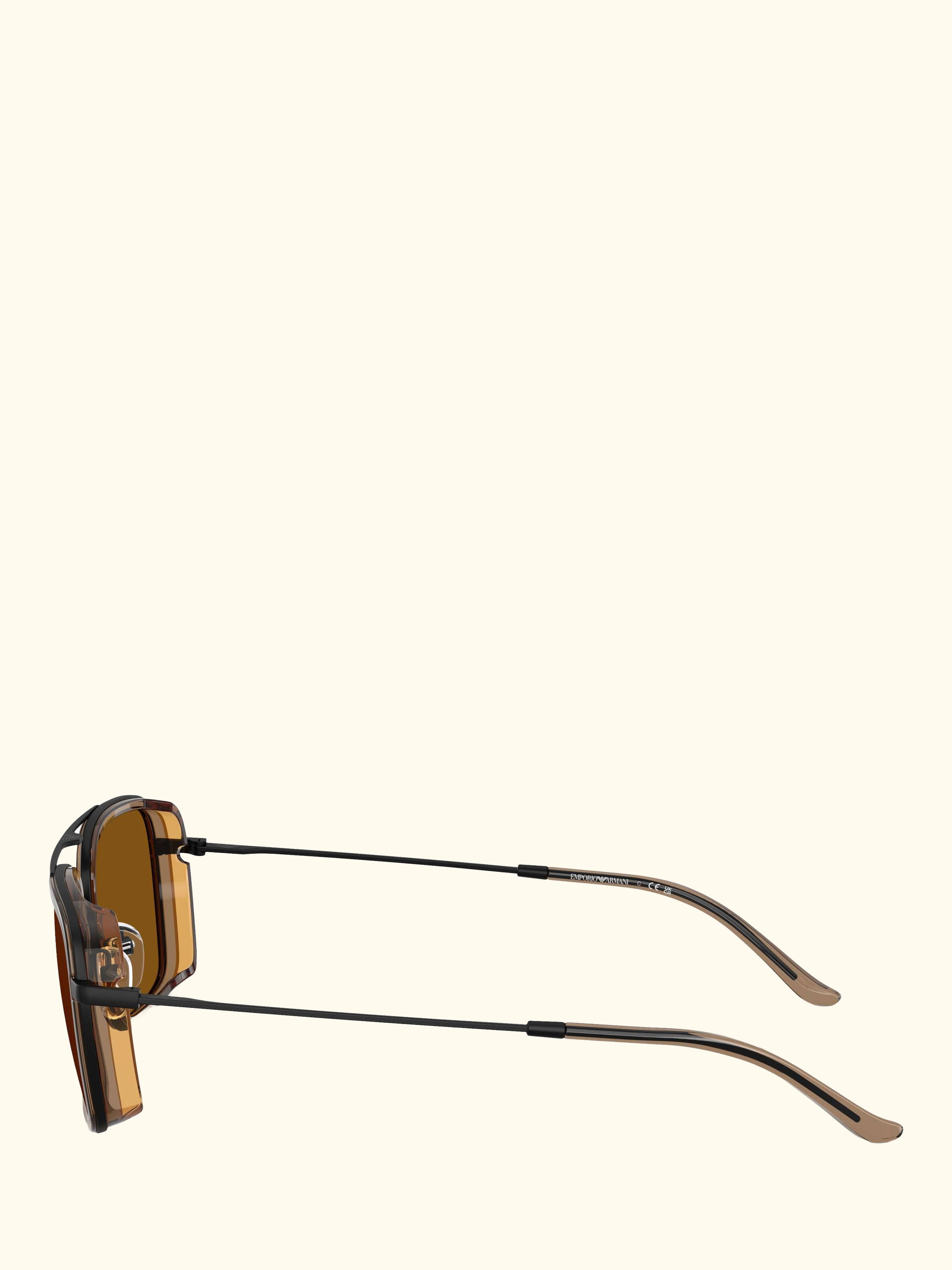 EA2162 Men's Square Sunglasses, Black/Brown