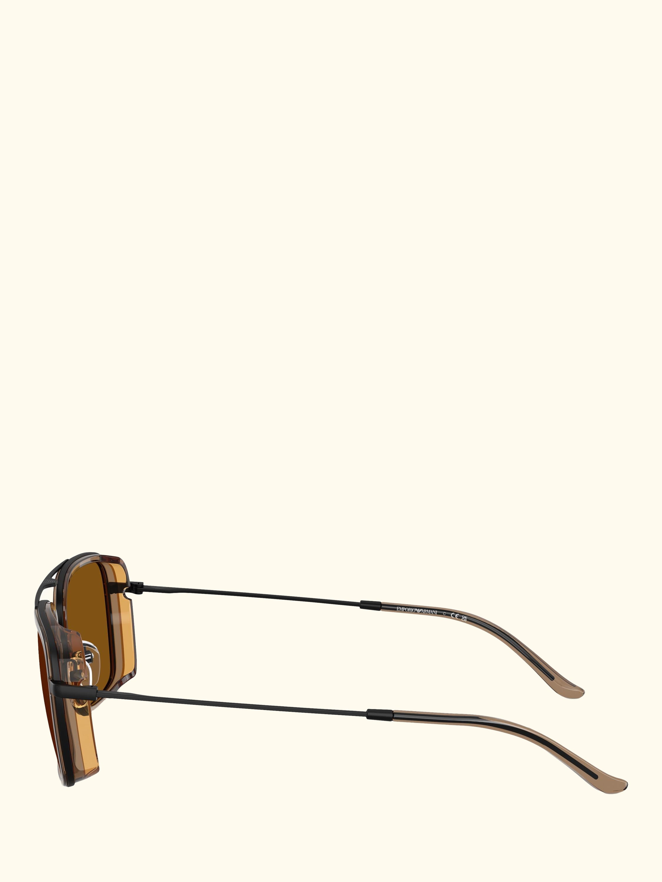 EA2162 Men's Square Sunglasses, Black/Brown