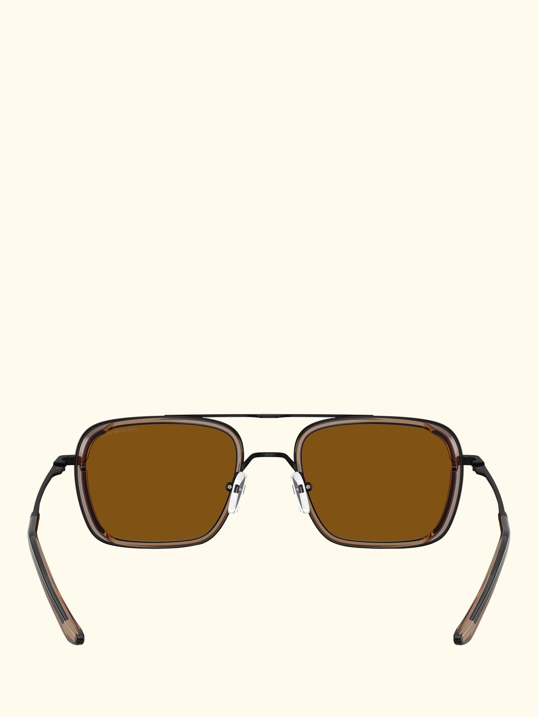 EA2162 Men's Square Sunglasses, Black/Brown