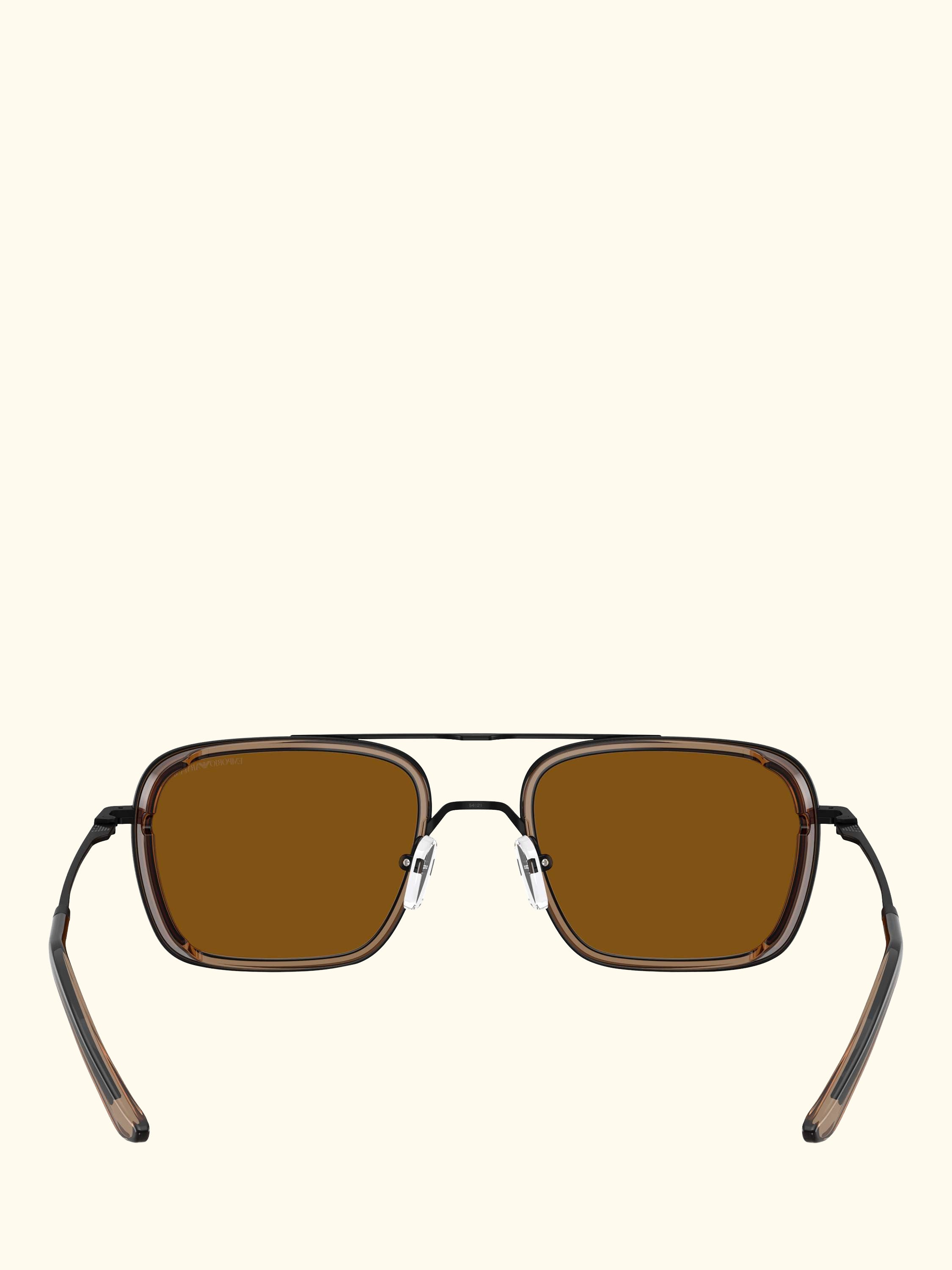 EA2162 Men's Square Sunglasses, Black/Brown