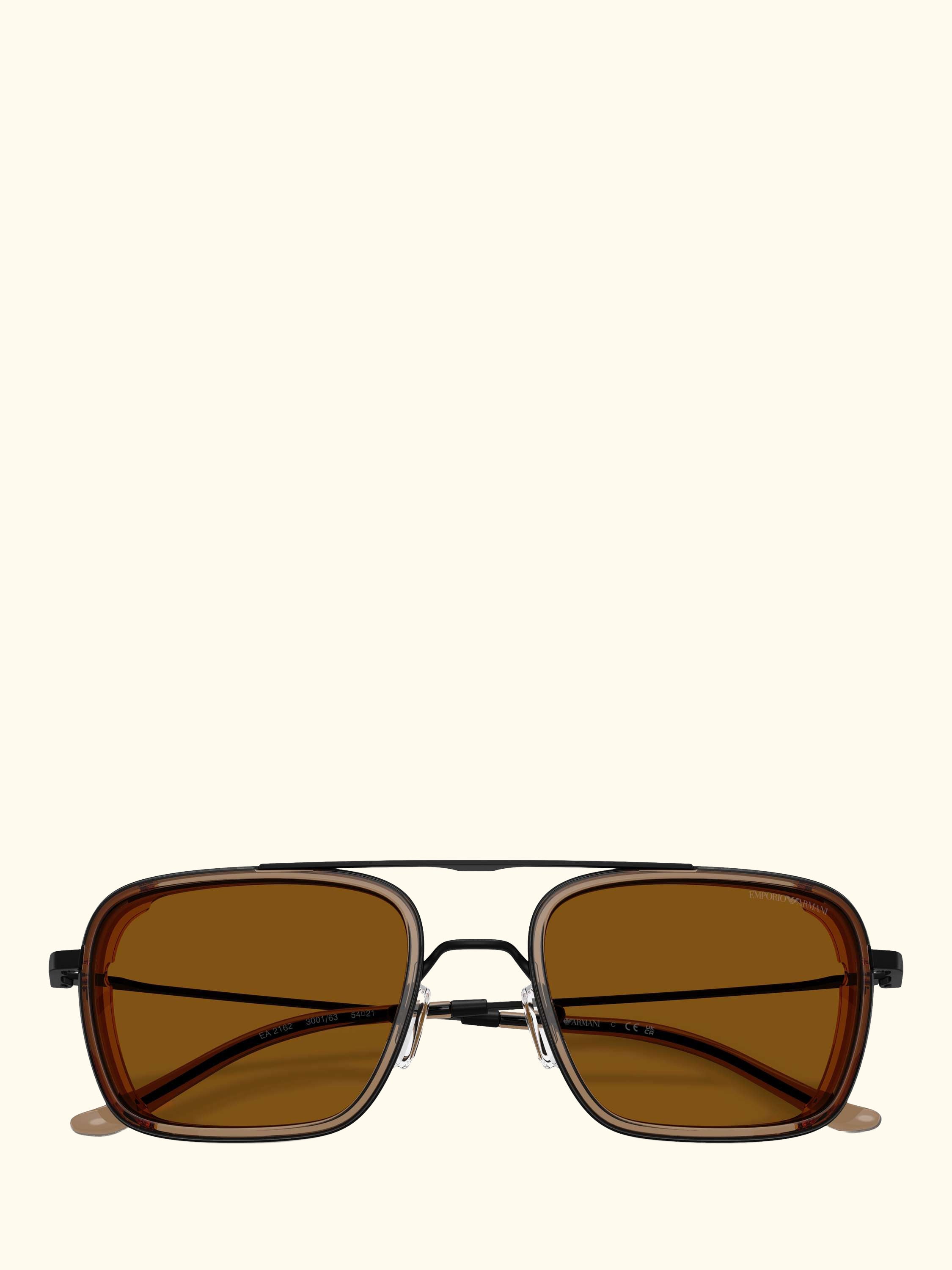 EA2162 Men's Square Sunglasses, Black/Brown