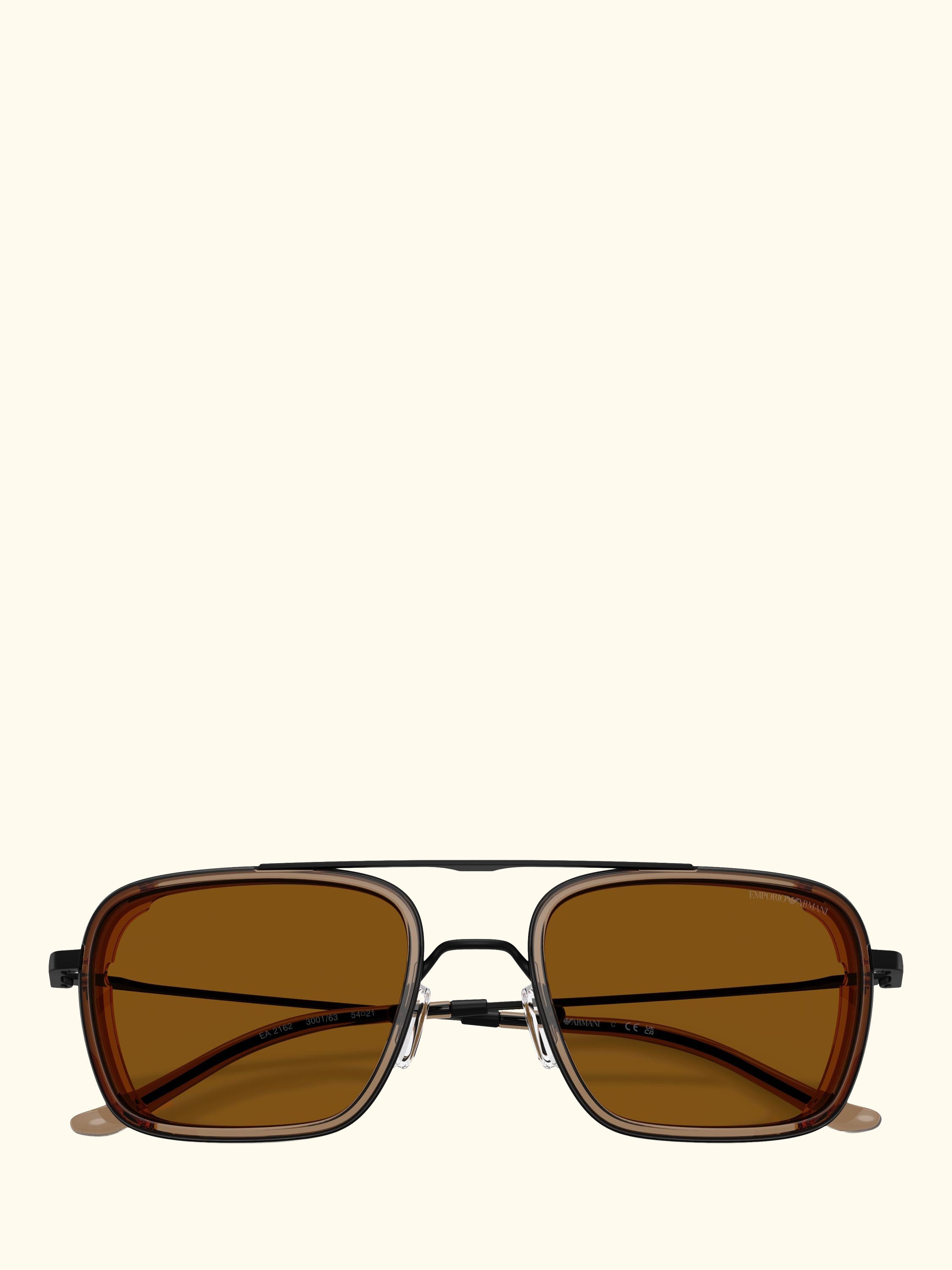 EA2162 Men's Square Sunglasses, Black/Brown