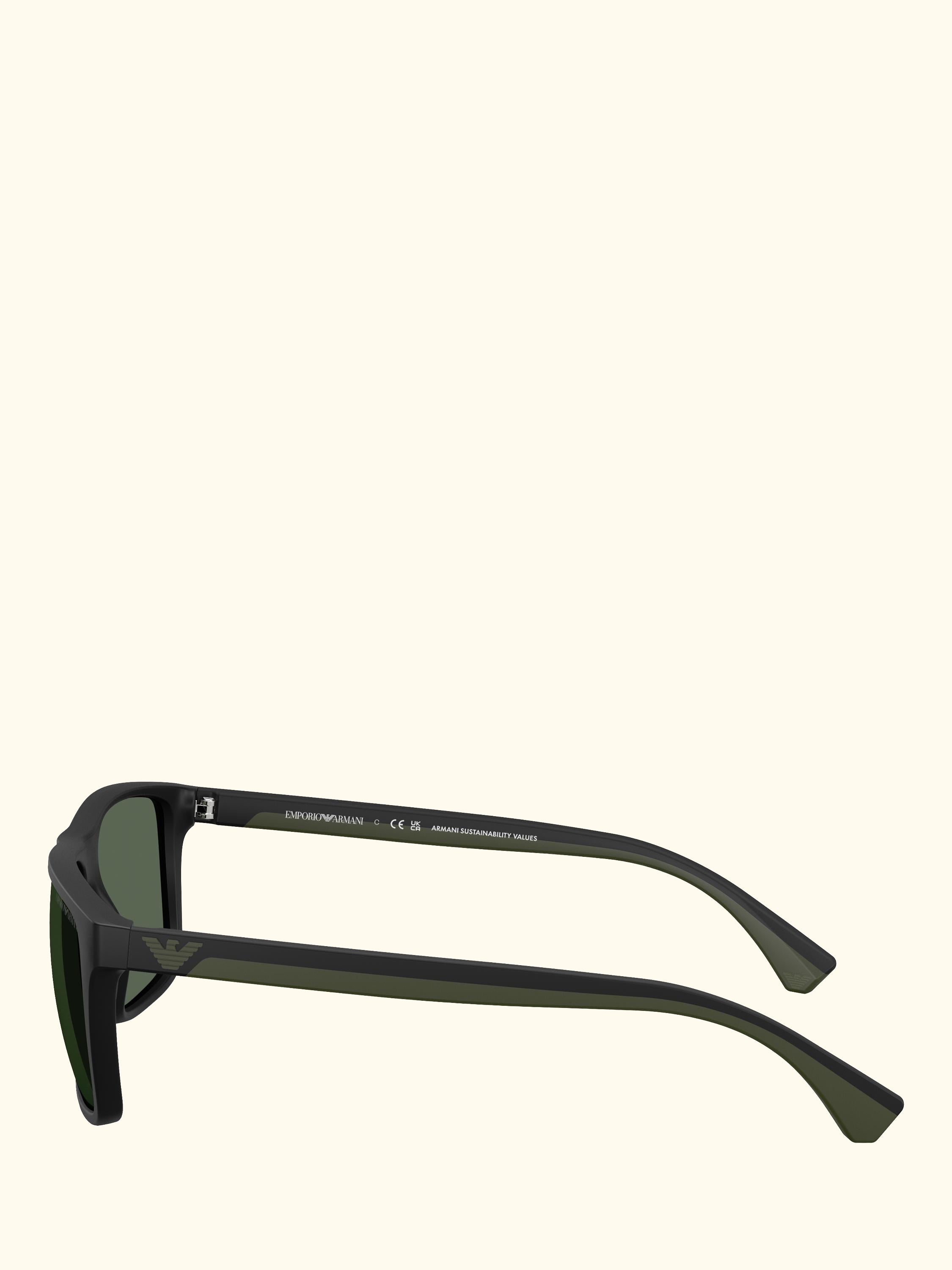 EA4033 Square Sunglasses, Black/Green