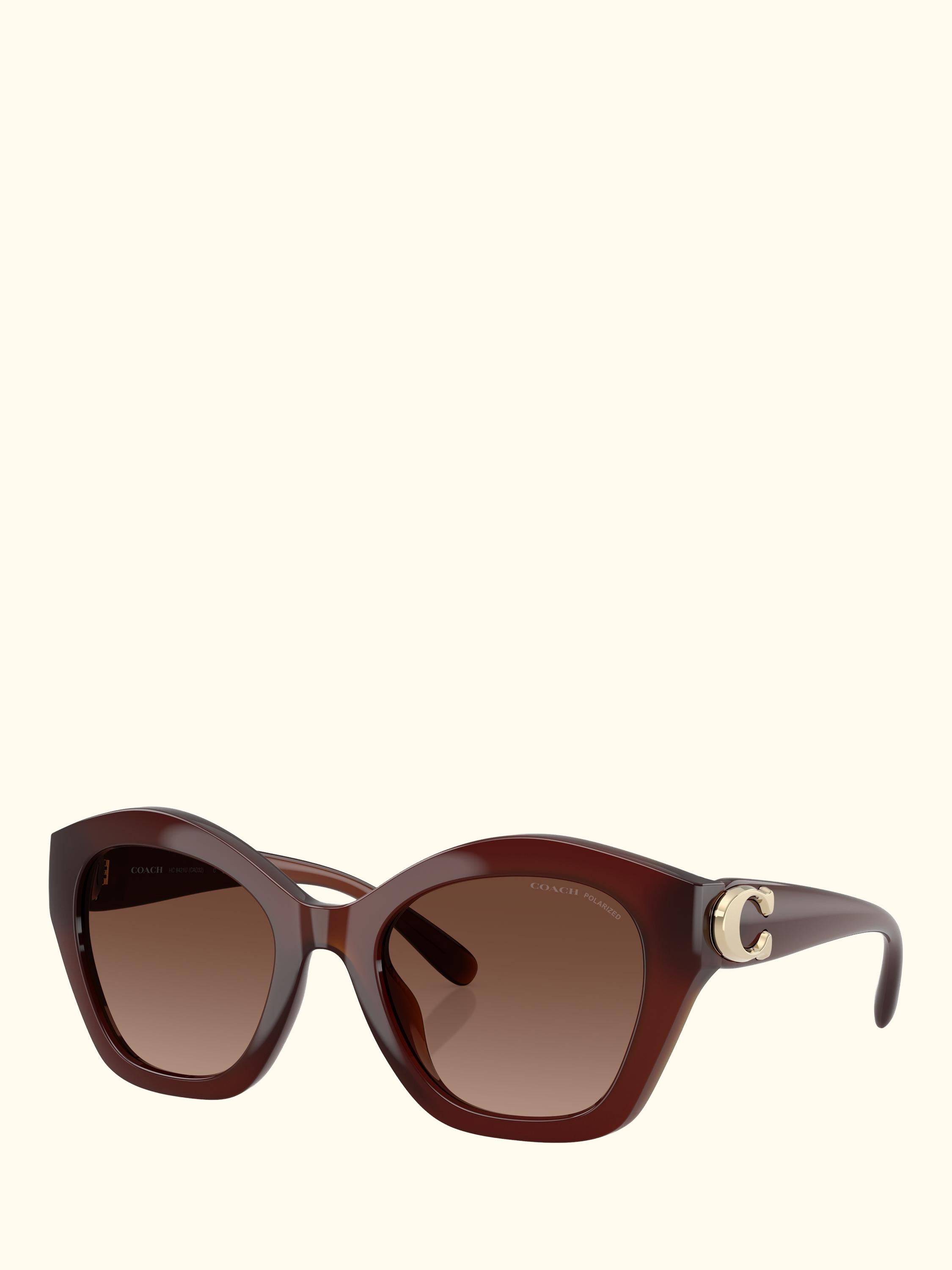 HC8421 Women's Polarised Irregular Sunglasses, Brown/Brown Gradient