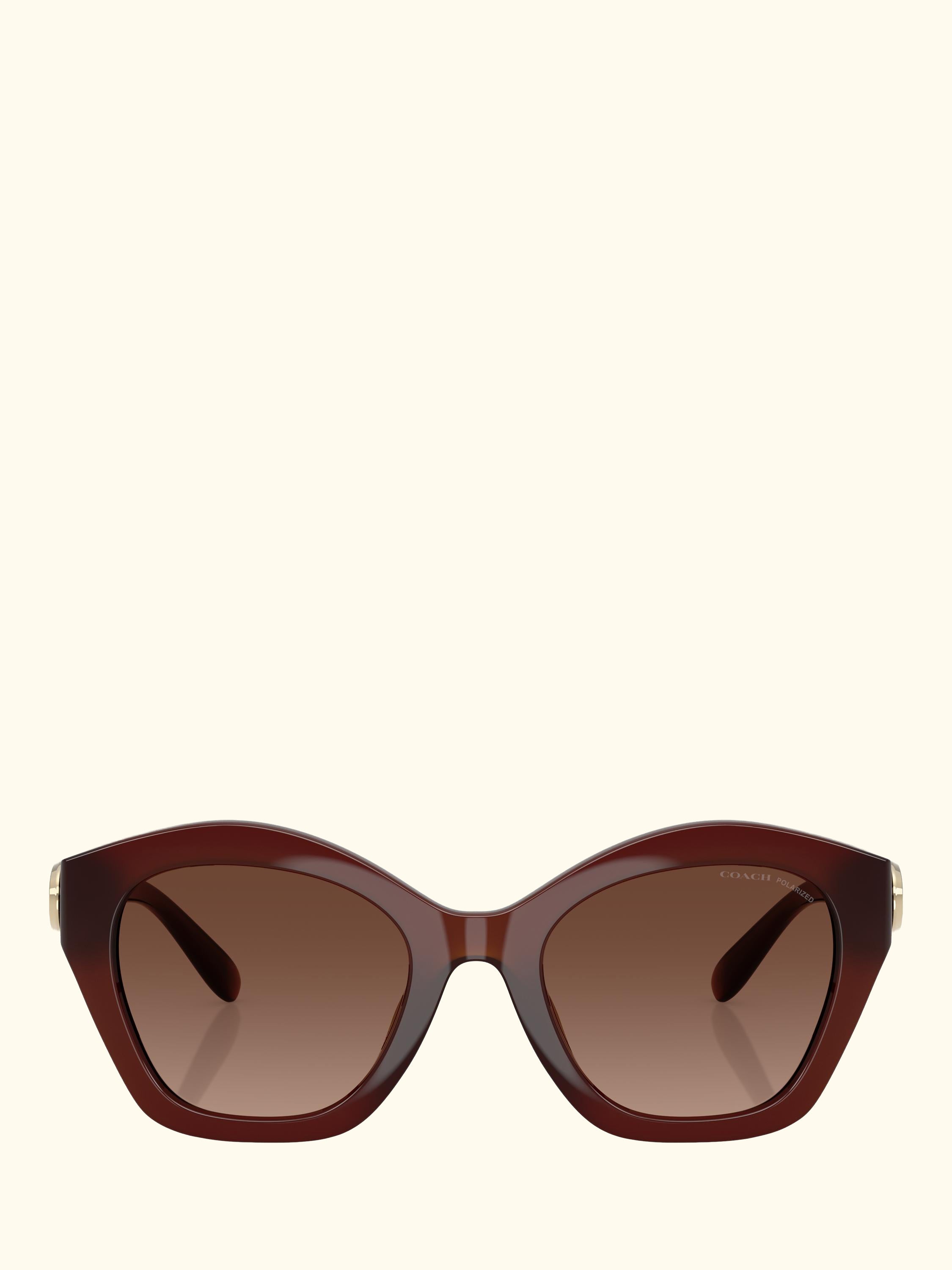 HC8421 Women's Polarised Irregular Sunglasses, Brown/Brown Gradient