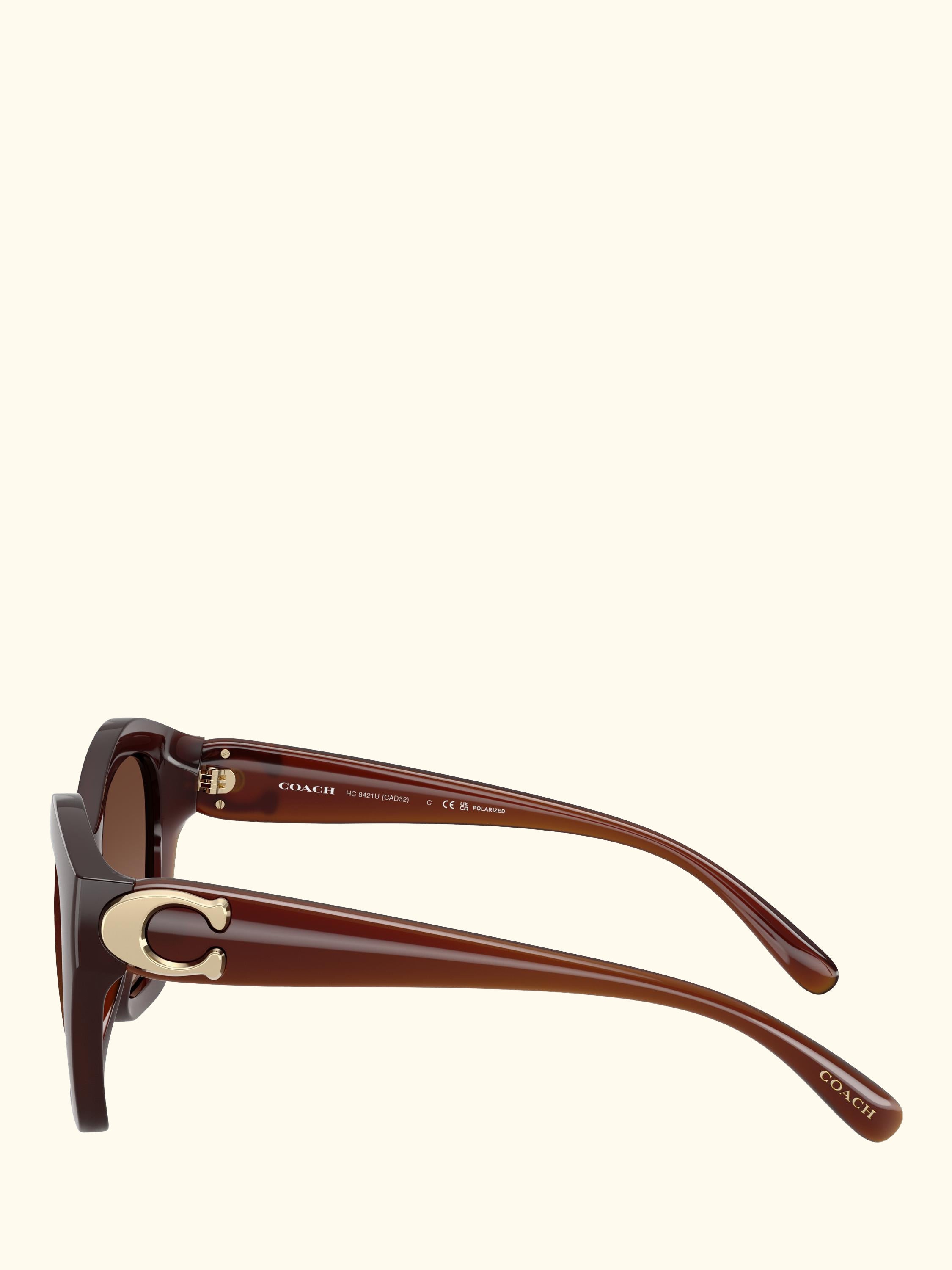 HC8421 Women's Polarised Irregular Sunglasses, Brown/Brown Gradient