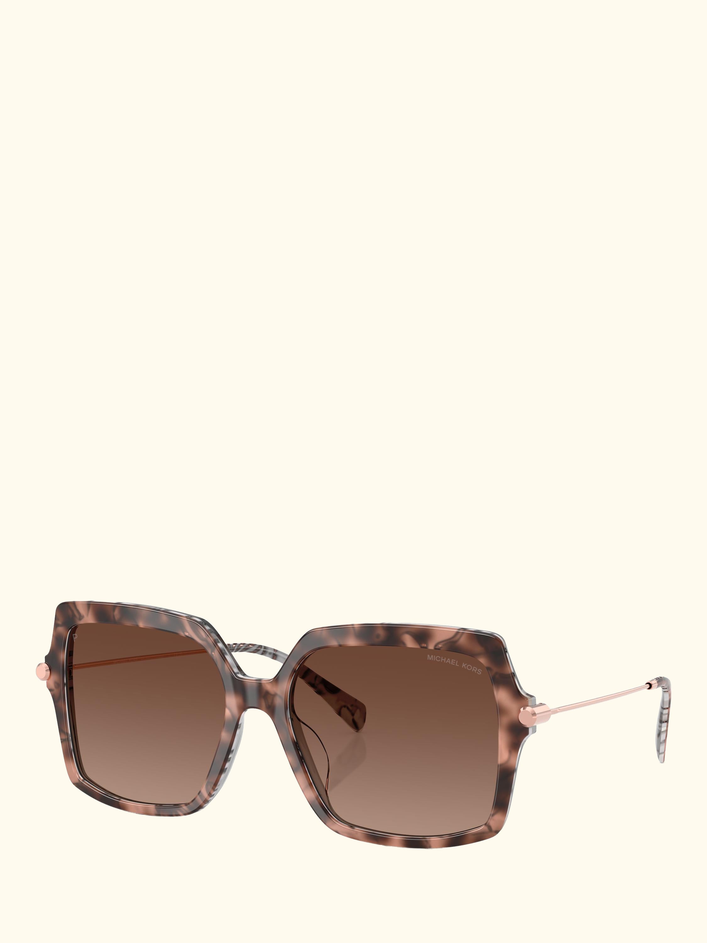 MK2247U Women's Polarised Square Sunglasses, Pink Havana/Brown Gradient