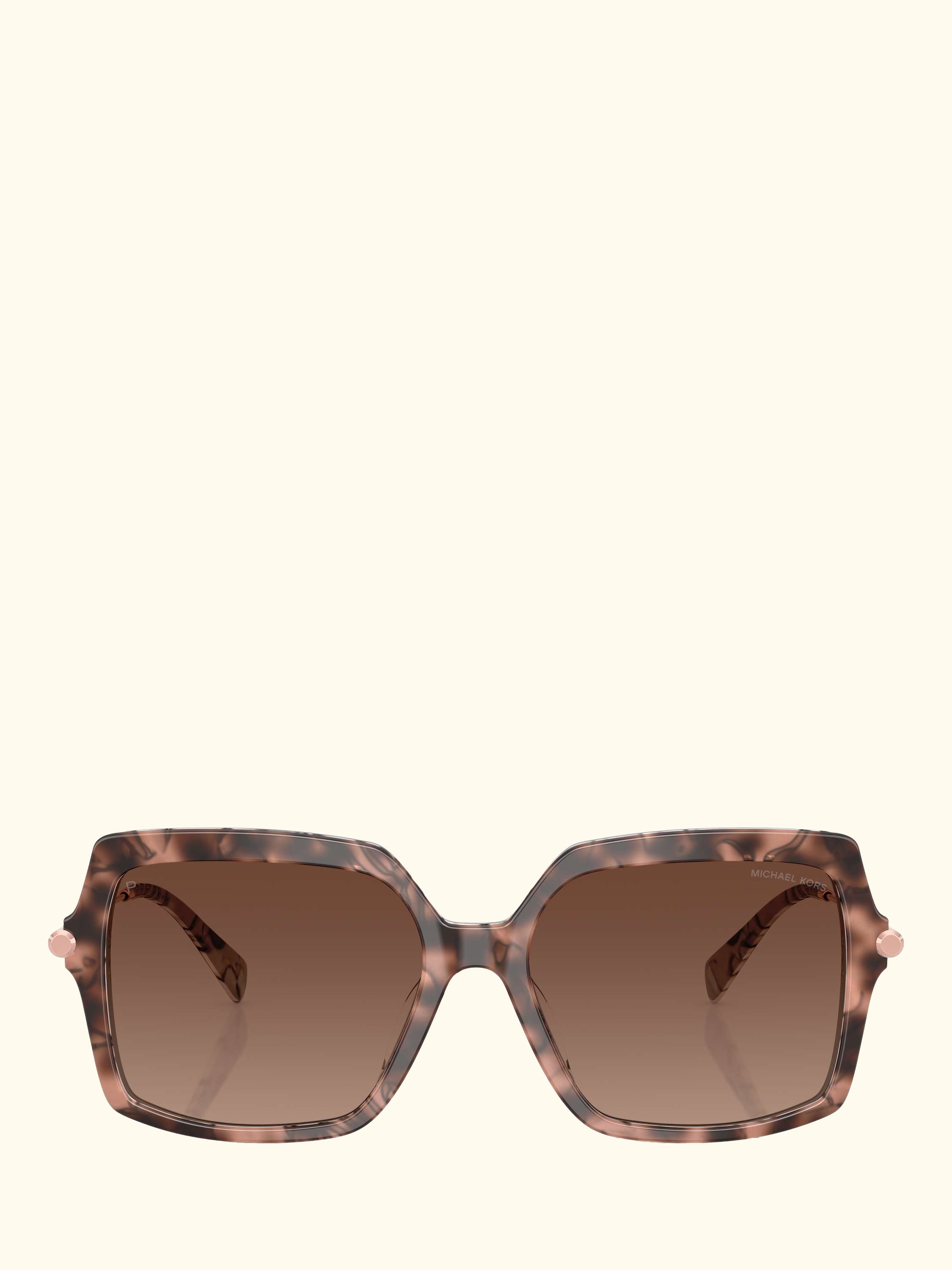 MK2247U Women's Polarised Square Sunglasses, Pink Havana/Brown Gradient
