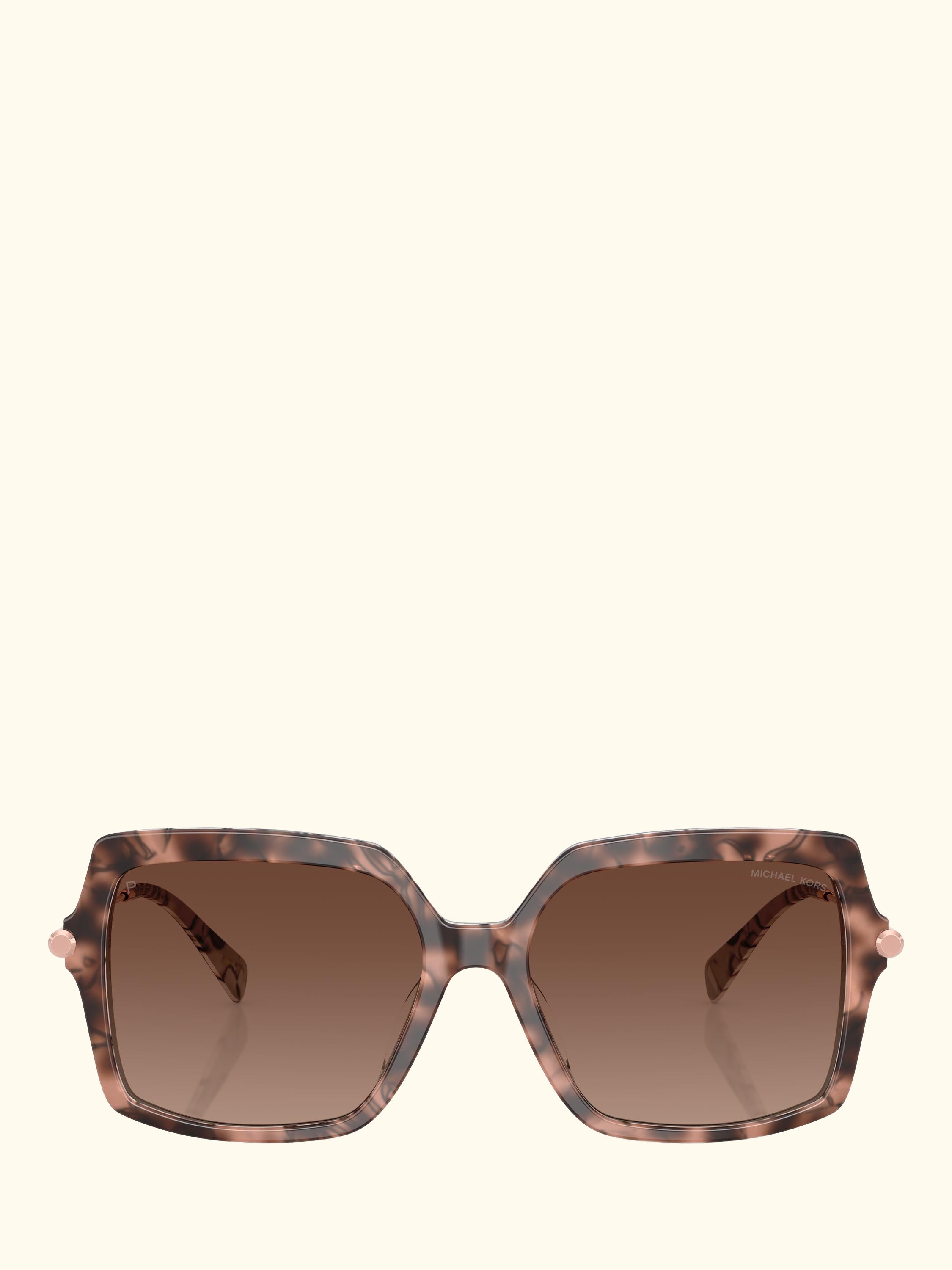 MK2247U Women's Polarised Square Sunglasses, Pink Havana/Brown Gradient