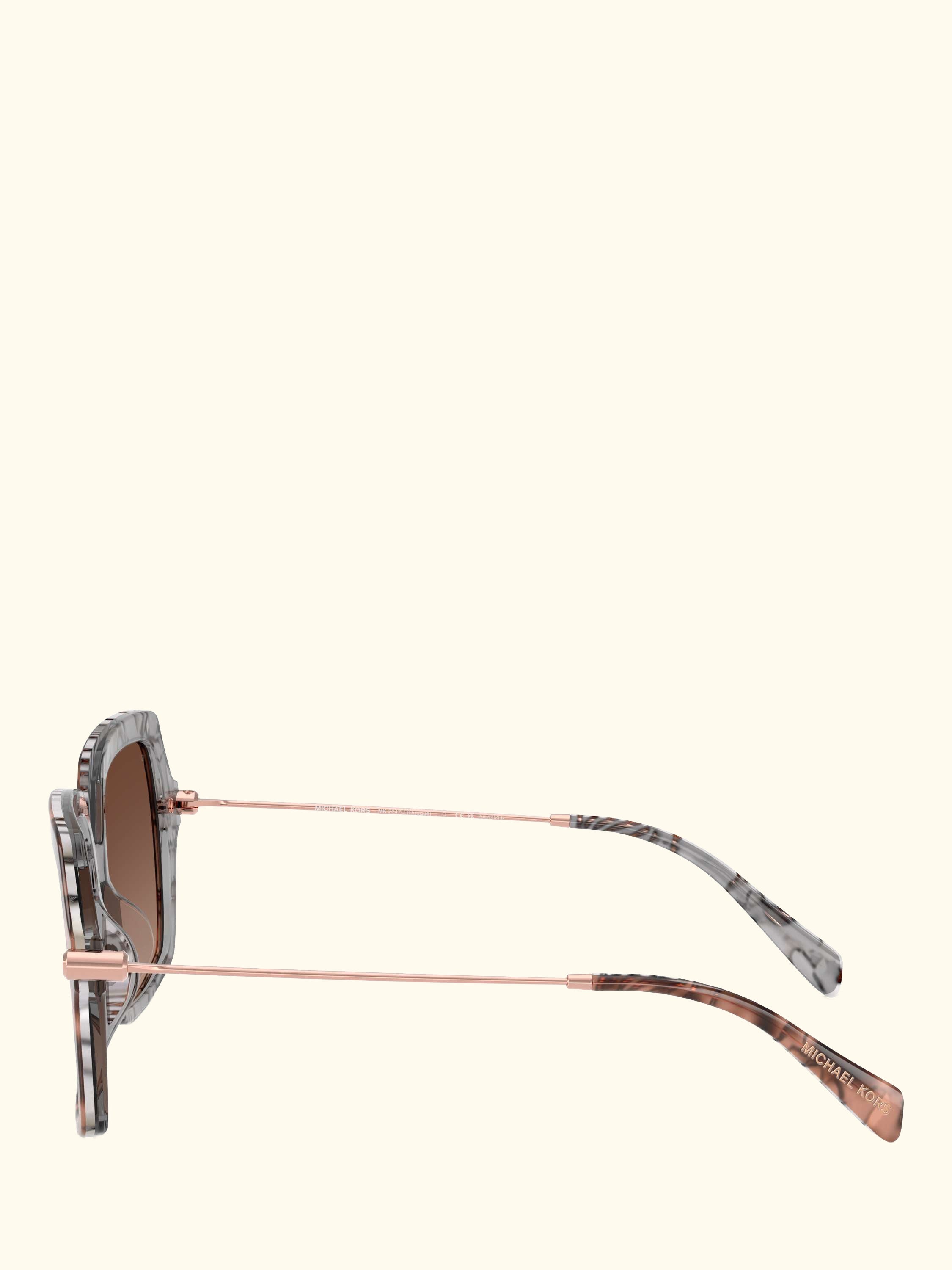 MK2247U Women's Polarised Square Sunglasses, Pink Havana/Brown Gradient