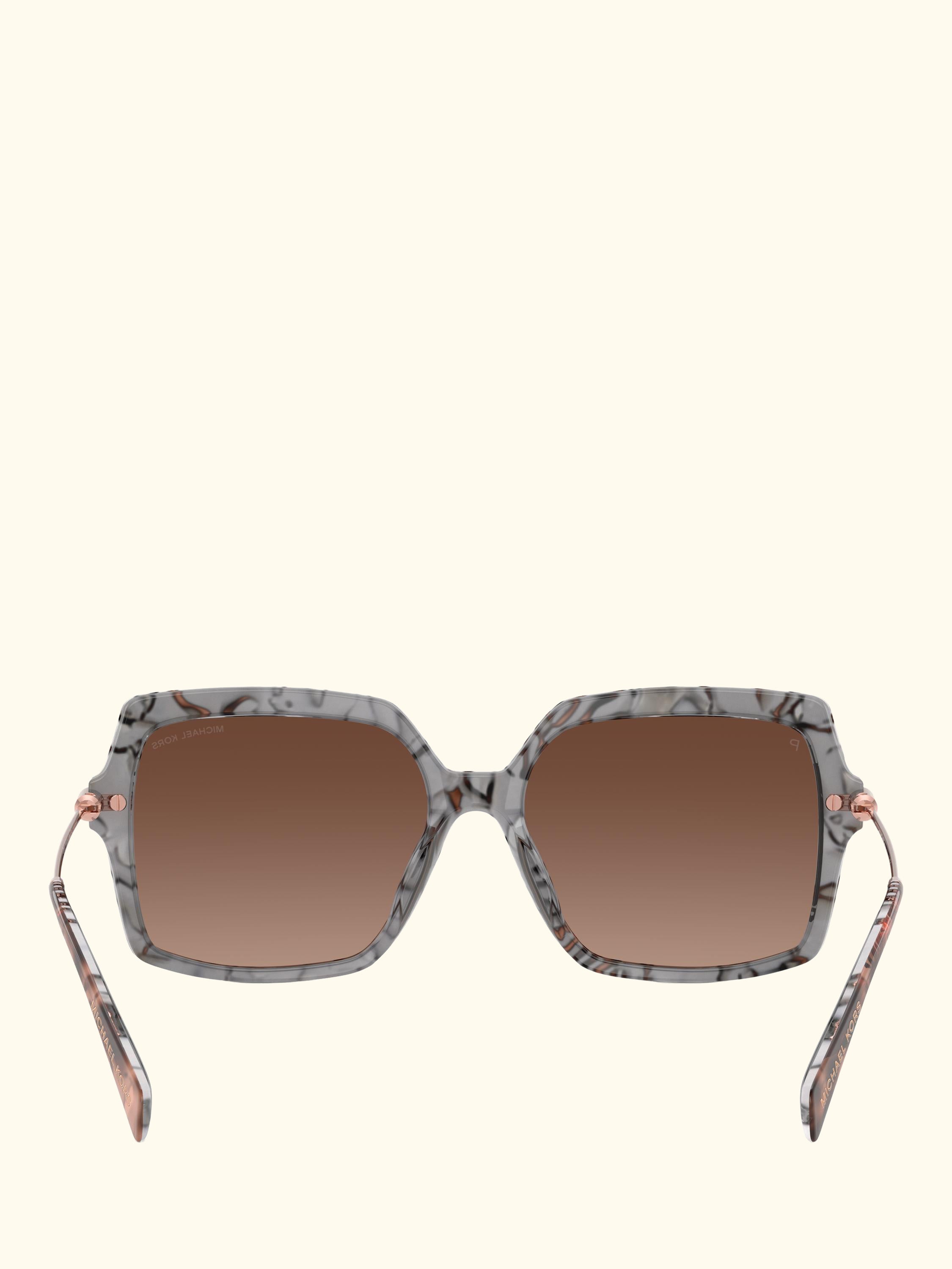 MK2247U Women's Polarised Square Sunglasses, Pink Havana/Brown Gradient