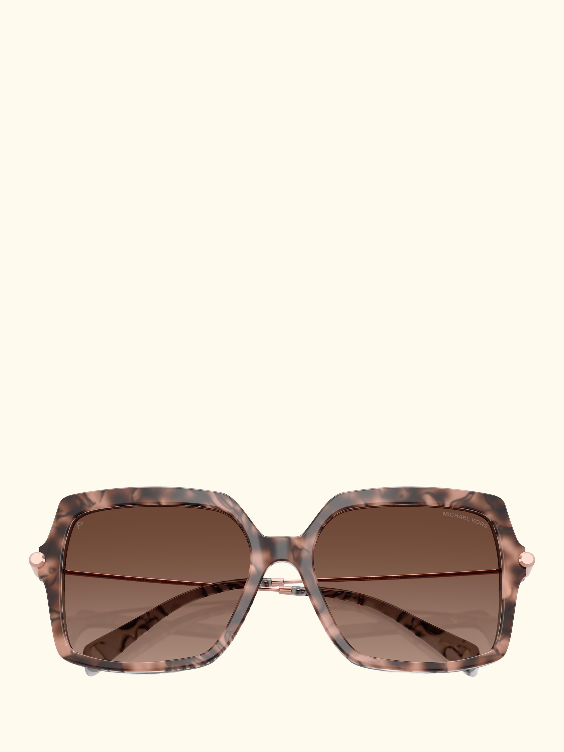 MK2247U Women's Polarised Square Sunglasses, Pink Havana/Brown Gradient