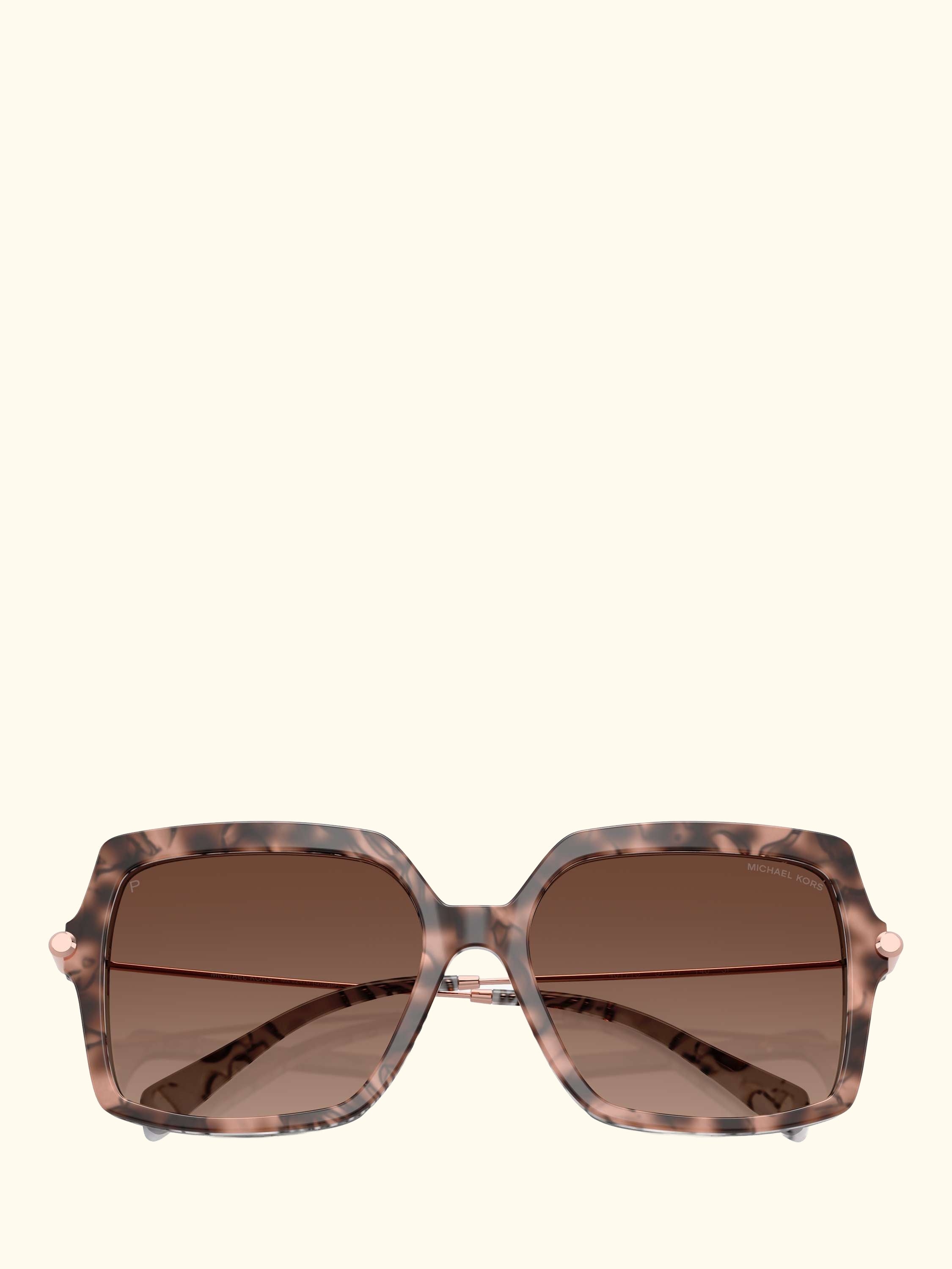 MK2247U Women's Polarised Square Sunglasses, Pink Havana/Brown Gradient