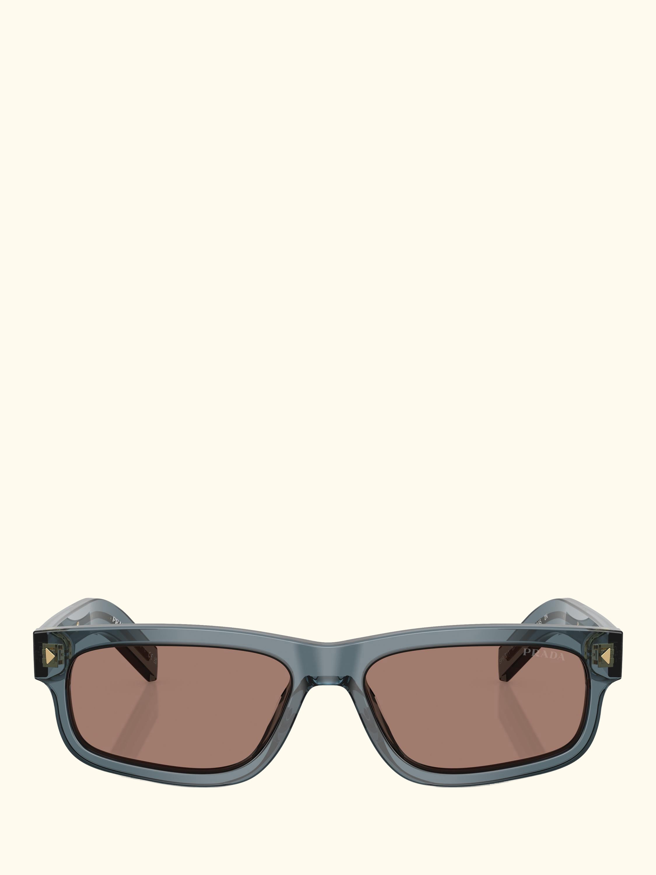 PR B11S Rectangular Sunglasses, Light Blue/Brown