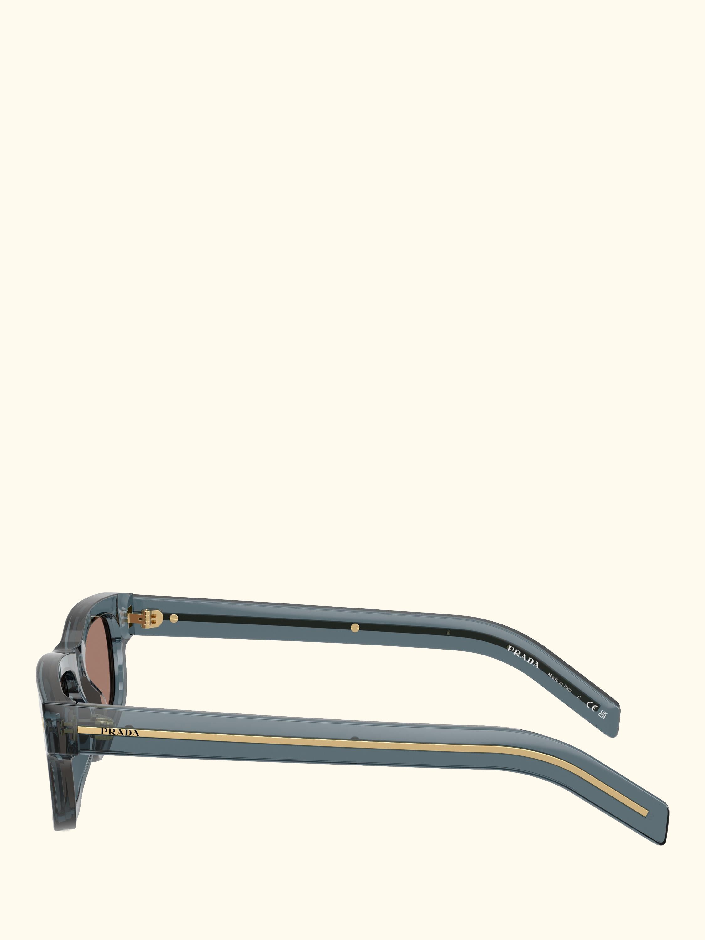 PR B11S Rectangular Sunglasses, Light Blue/Brown