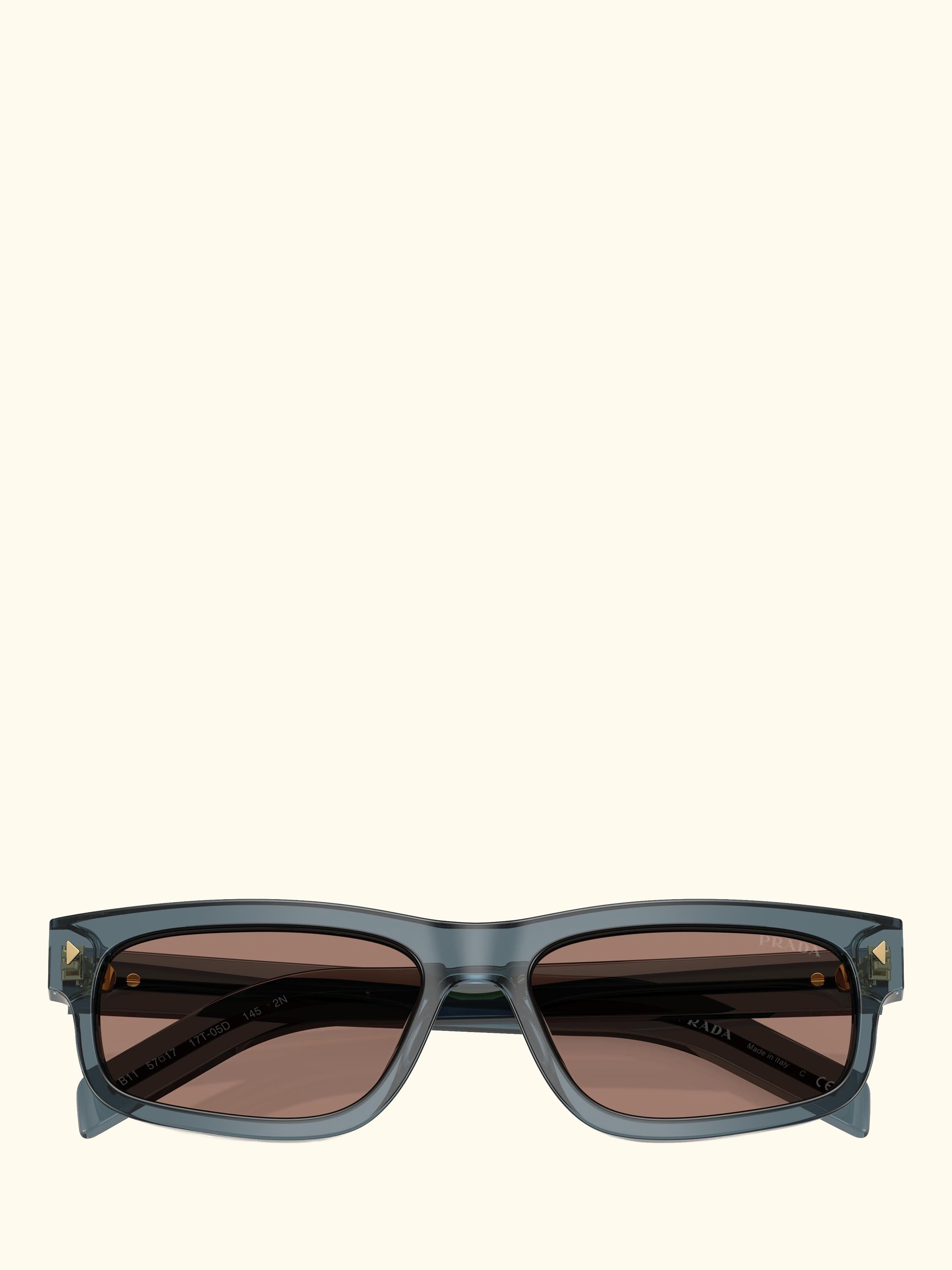 PR B11S Rectangular Sunglasses, Light Blue/Brown