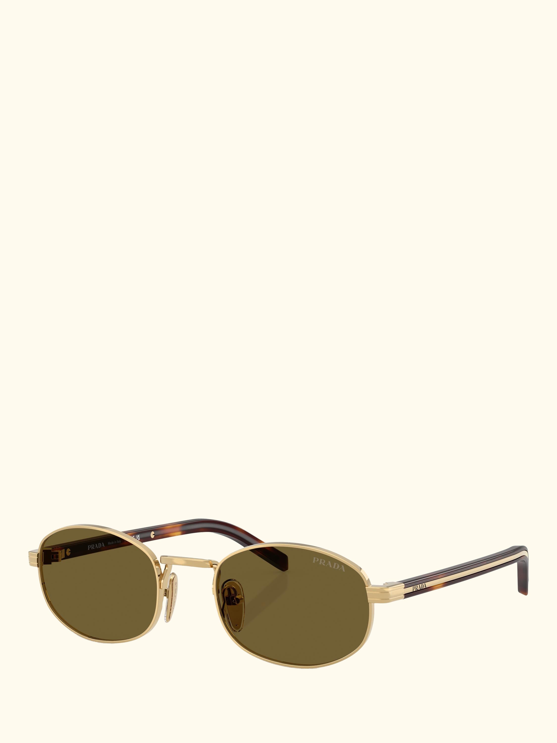 PR B53S Women's Oval Sunglasses, Gold Tortoise/Brown