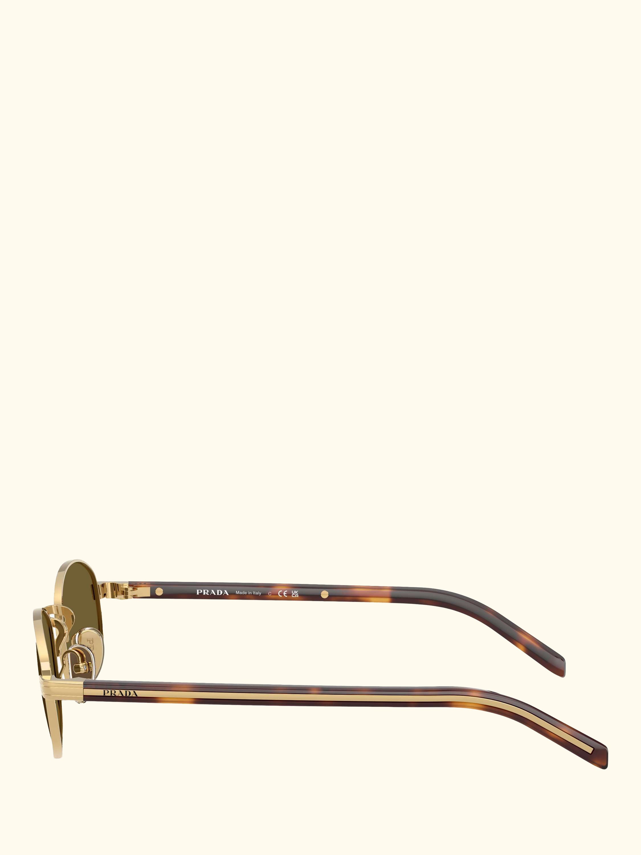 PR B53S Women's Oval Sunglasses, Gold Tortoise/Brown