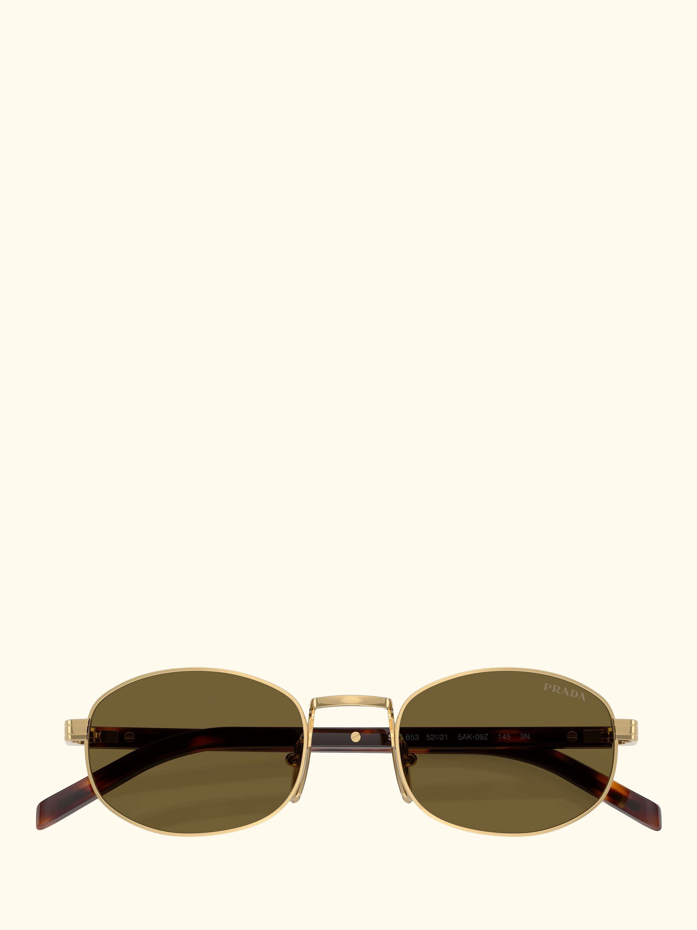 PR B53S Women's Oval Sunglasses, Gold Tortoise/Brown