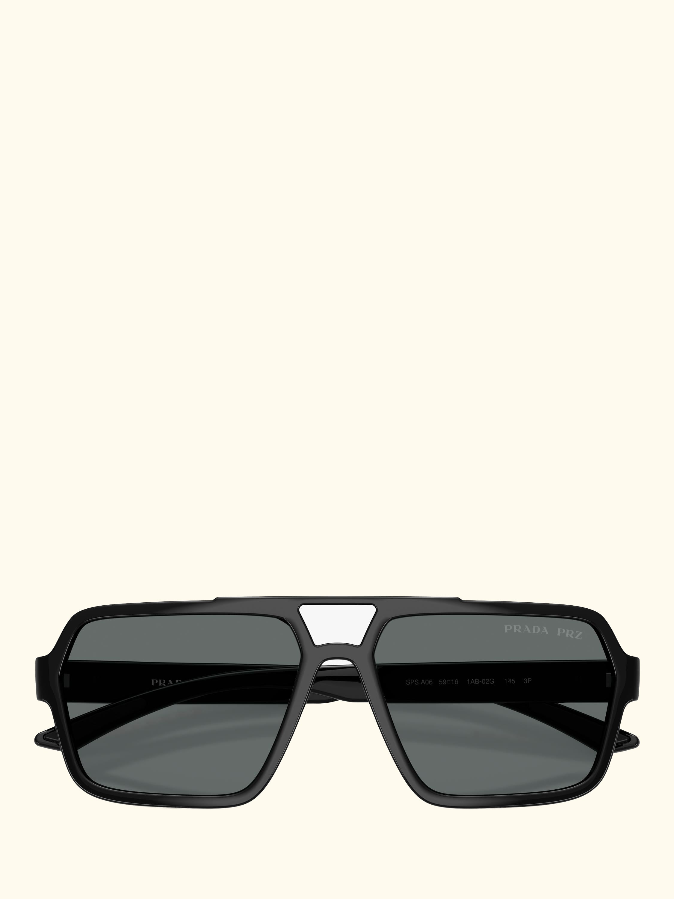 Prada Linea Rossa PS A06S1 Men's Polarised Square Sunglasses, Black/Grey