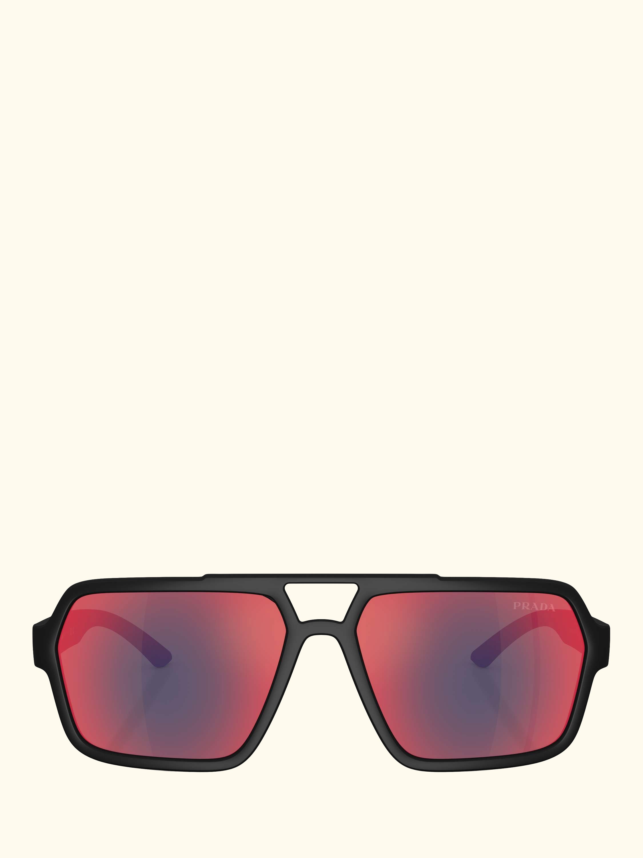 Prada Linea Rossa PS A06S Men's Square Sunglasses, Black/Mirror Red