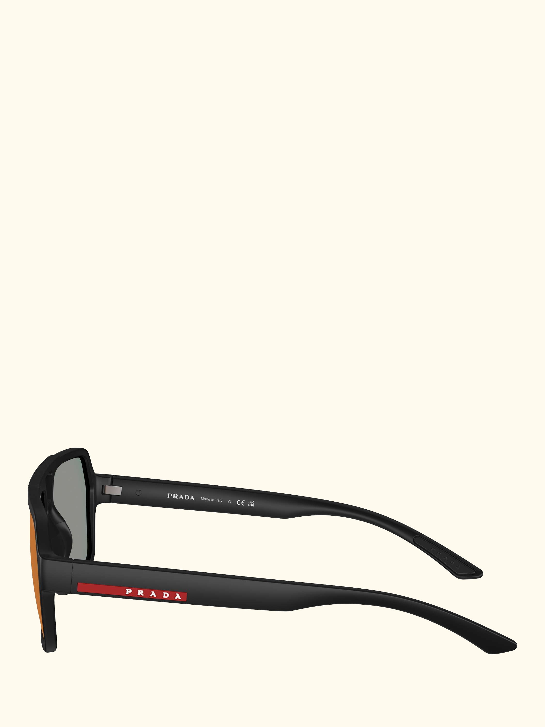 Prada Linea Rossa PS A06S Men's Square Sunglasses, Black/Mirror Red
