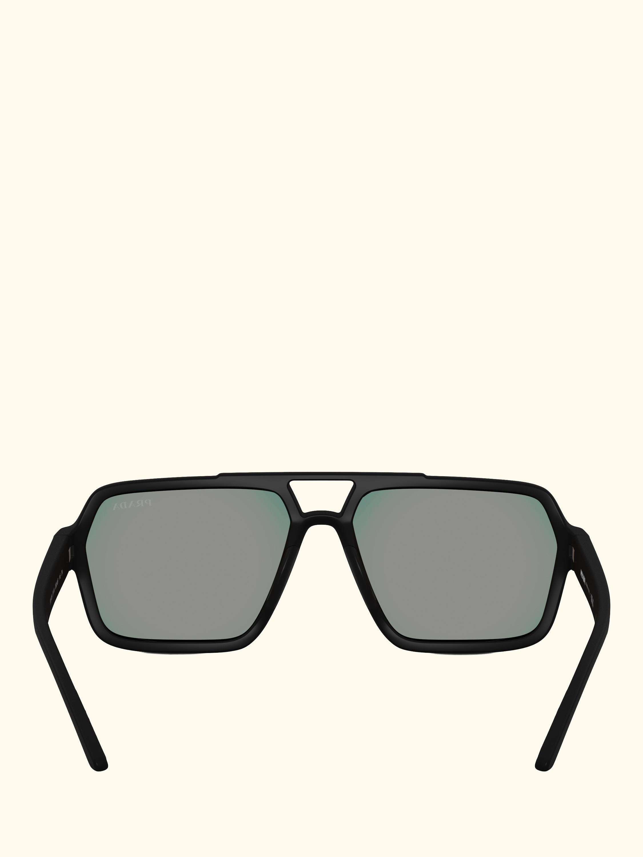 Prada Linea Rossa PS A06S Men's Square Sunglasses, Black/Mirror Red