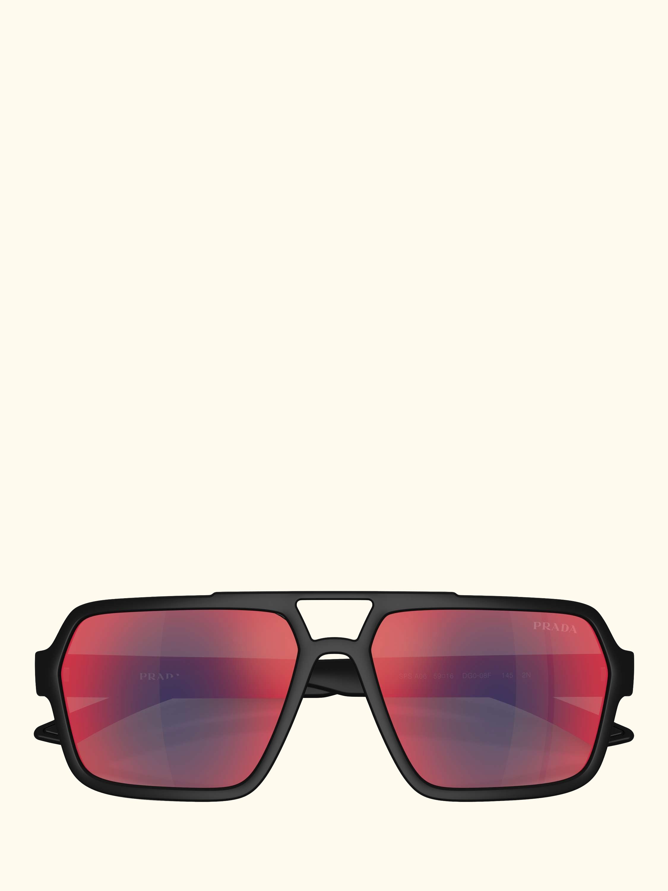 Prada Linea Rossa PS A06S Men's Square Sunglasses, Black/Mirror Red