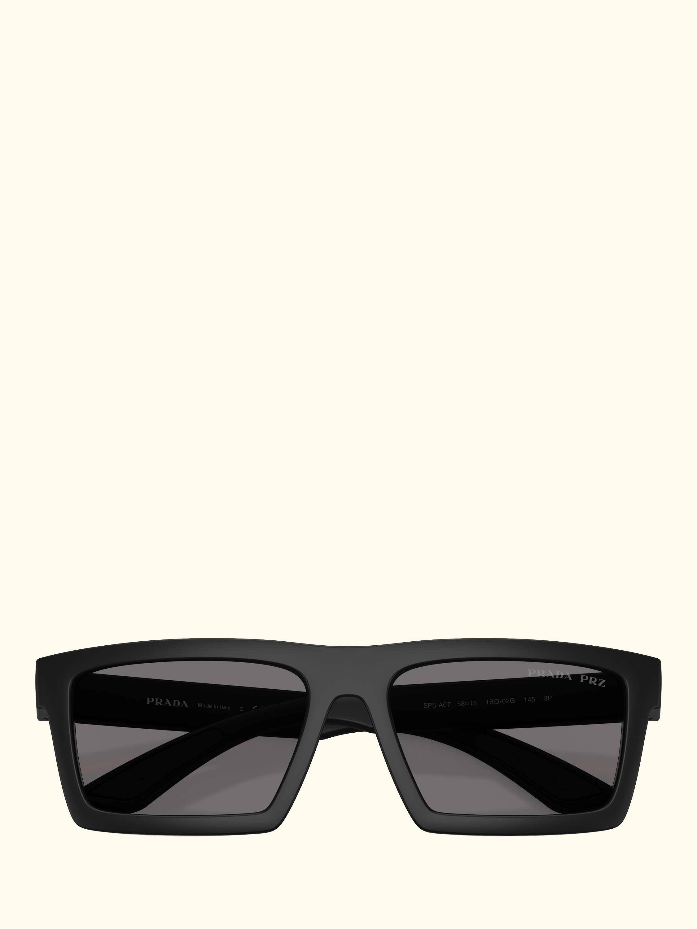 Prada Linea Rossa PS A07S Men's Polarised Rectangular Sunglasses, Black/Grey