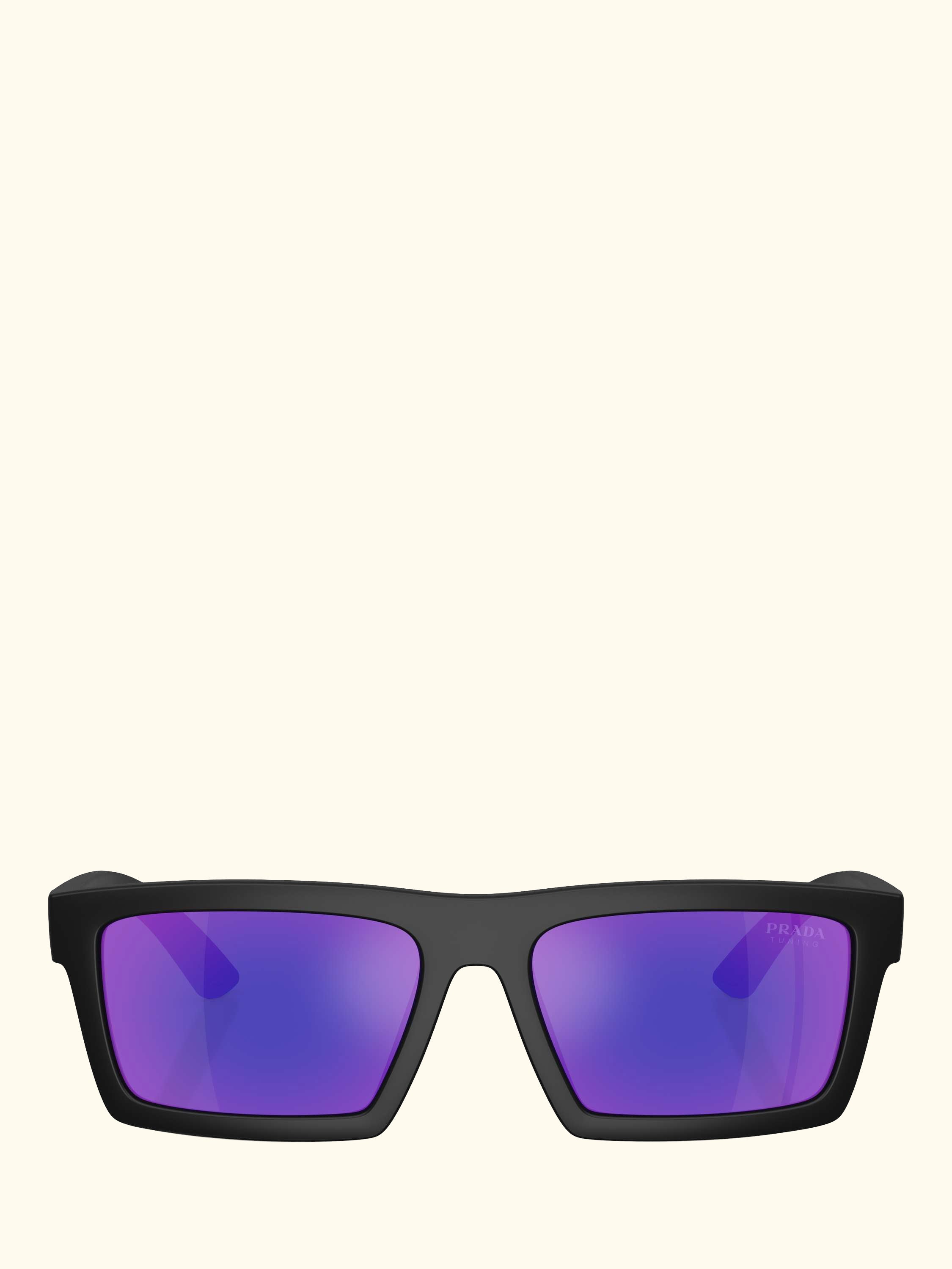 Prada Linea Rossa PS A07S Men's Rectangular Sunglasses, Black/Mirror Purple