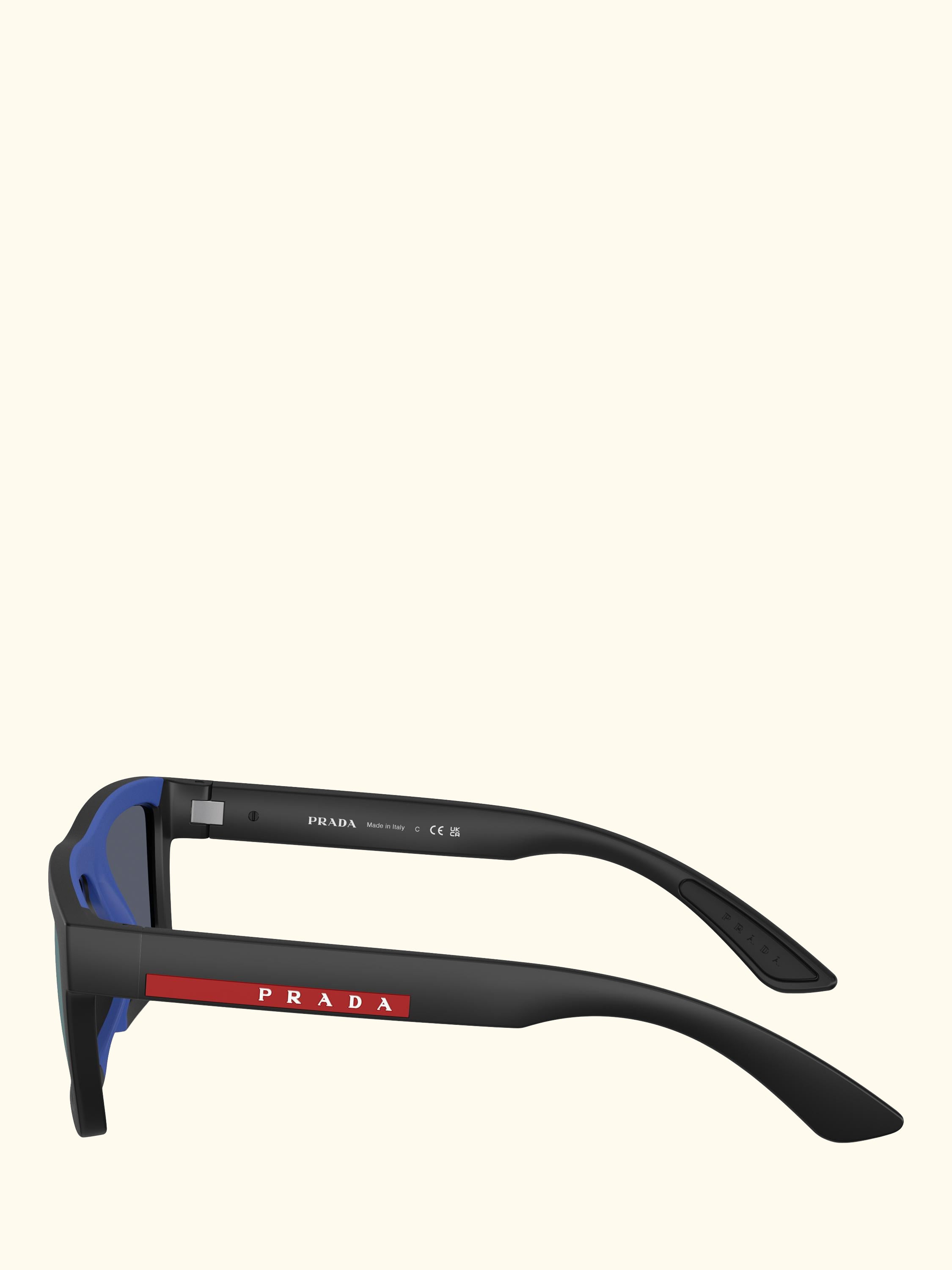 Prada Linea Rossa PS A07S Men's Rectangular Sunglasses, Black/Mirror Purple