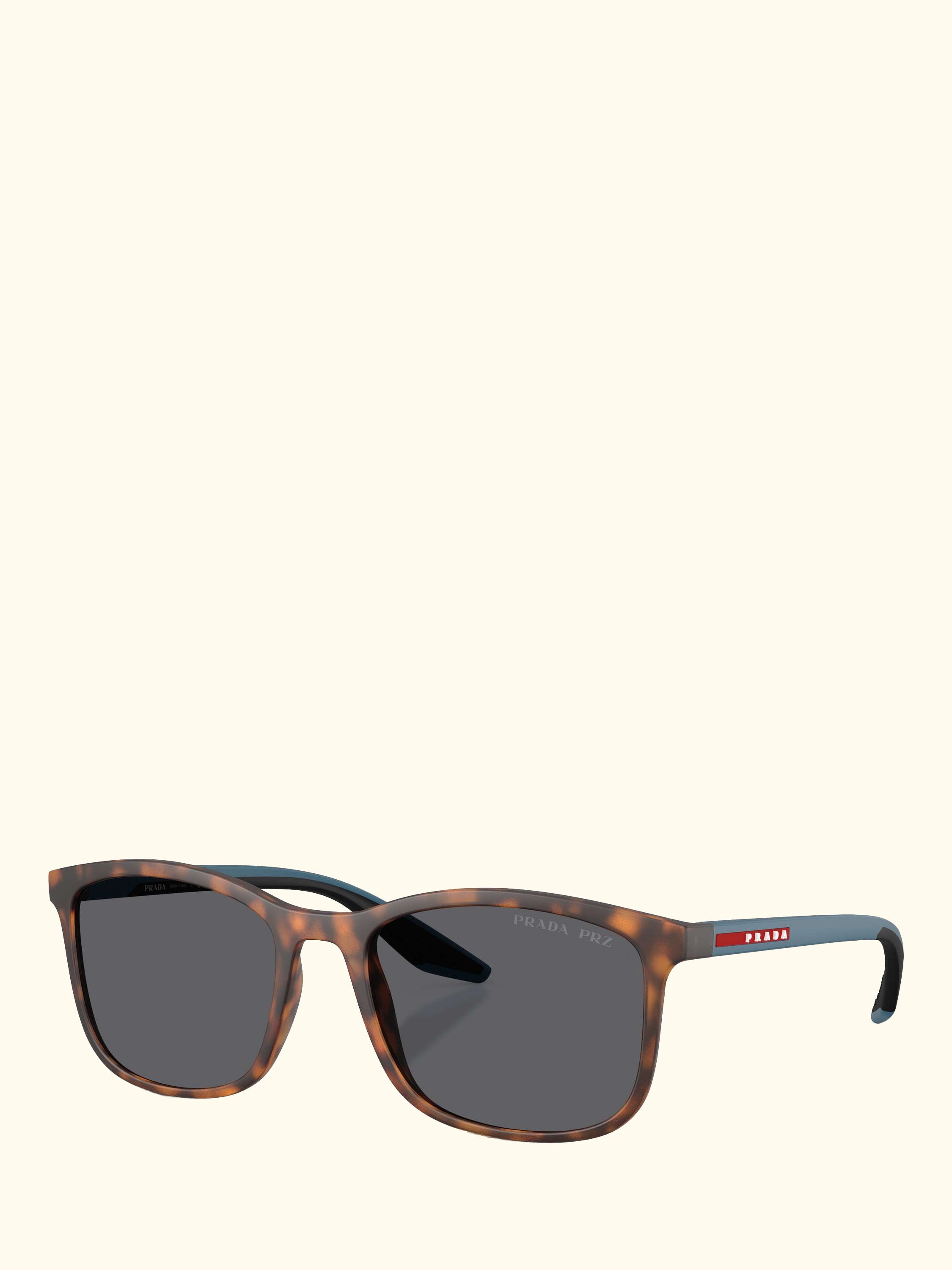 Prada Linea Rossa PS A08S Men's Polarised Square Sunglasses, Havana/Grey