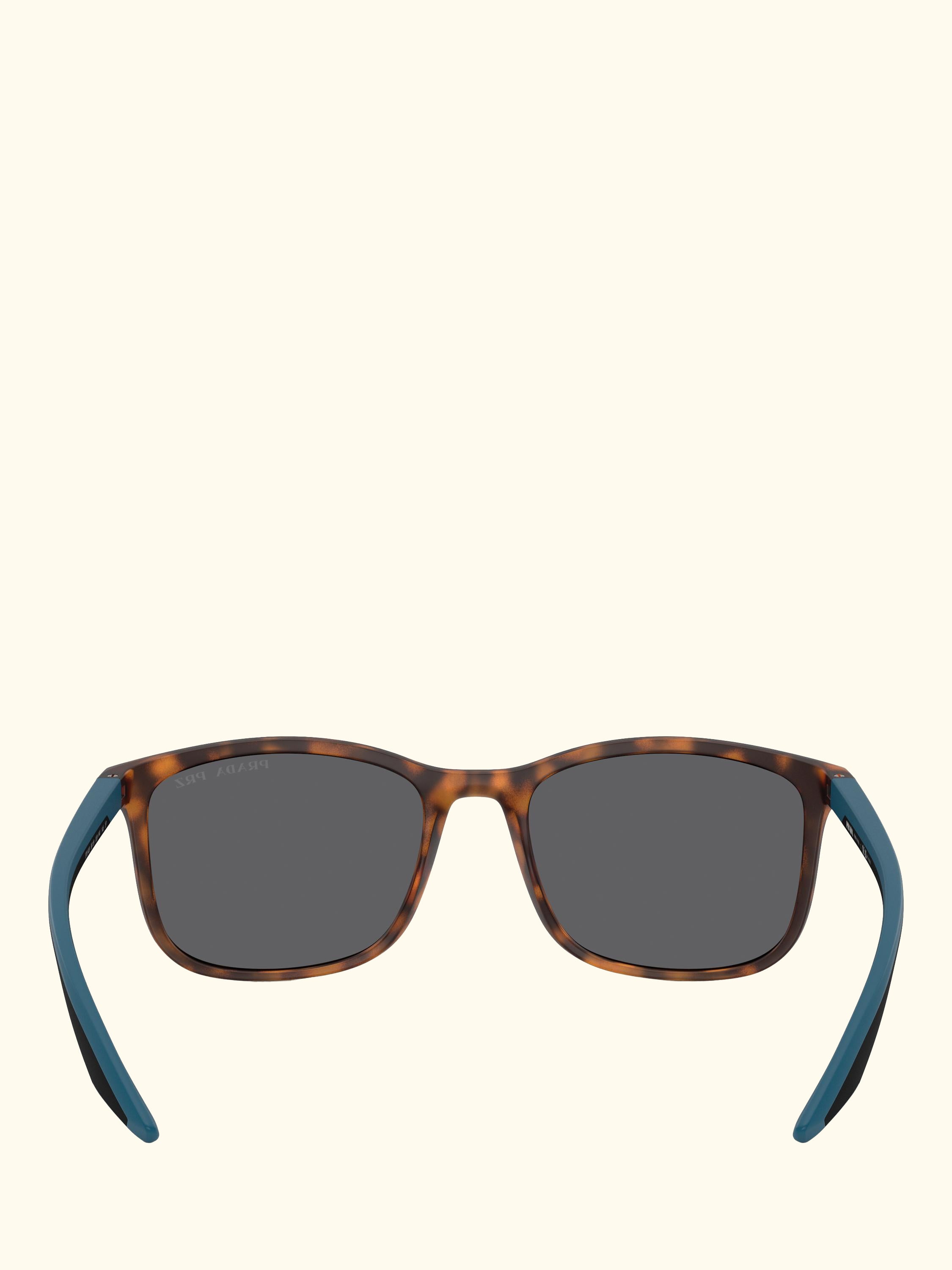 Prada Linea Rossa PS A08S Men's Polarised Square Sunglasses, Havana/Grey