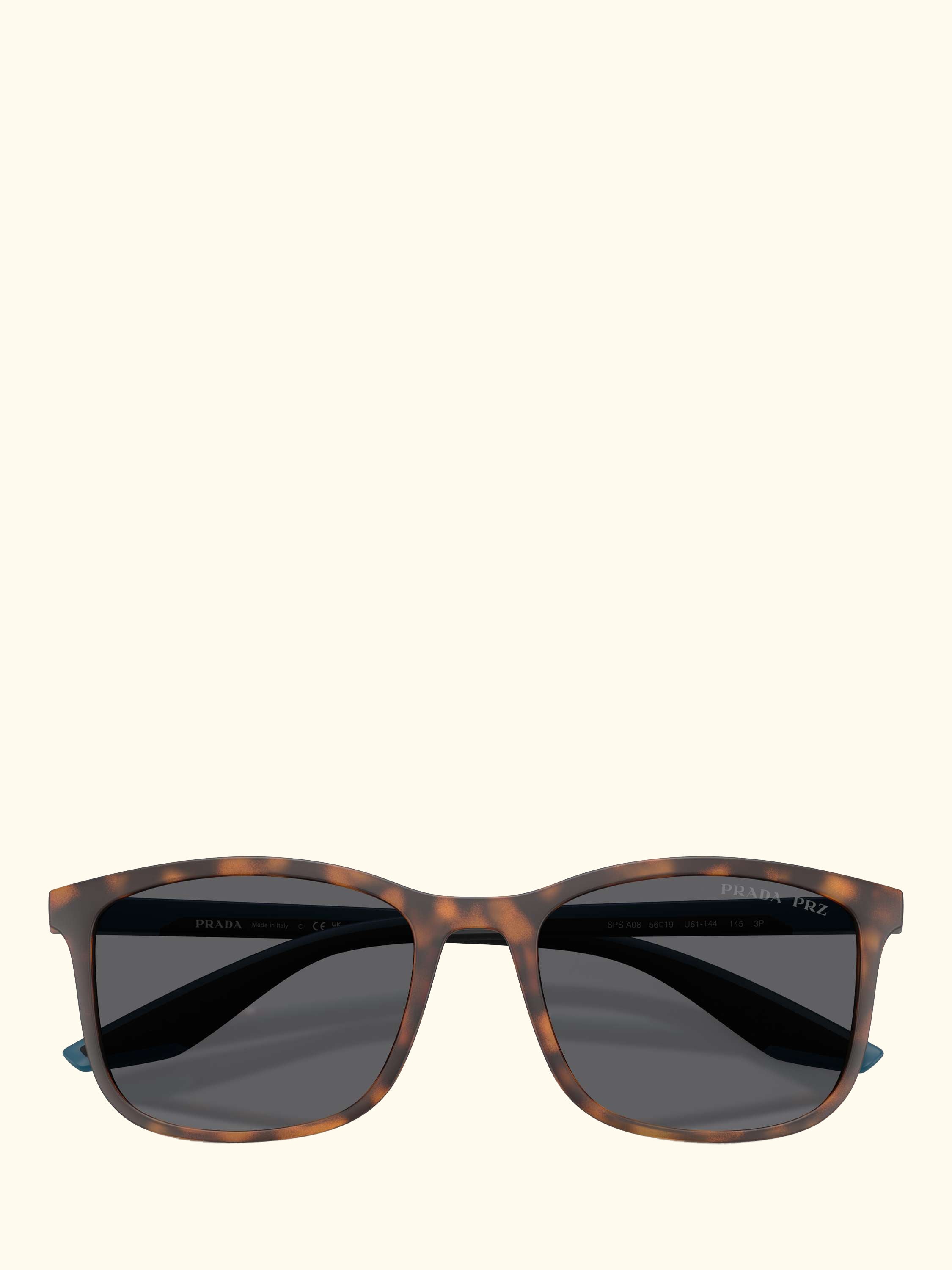 Prada Linea Rossa PS A08S Men's Polarised Square Sunglasses, Havana/Grey
