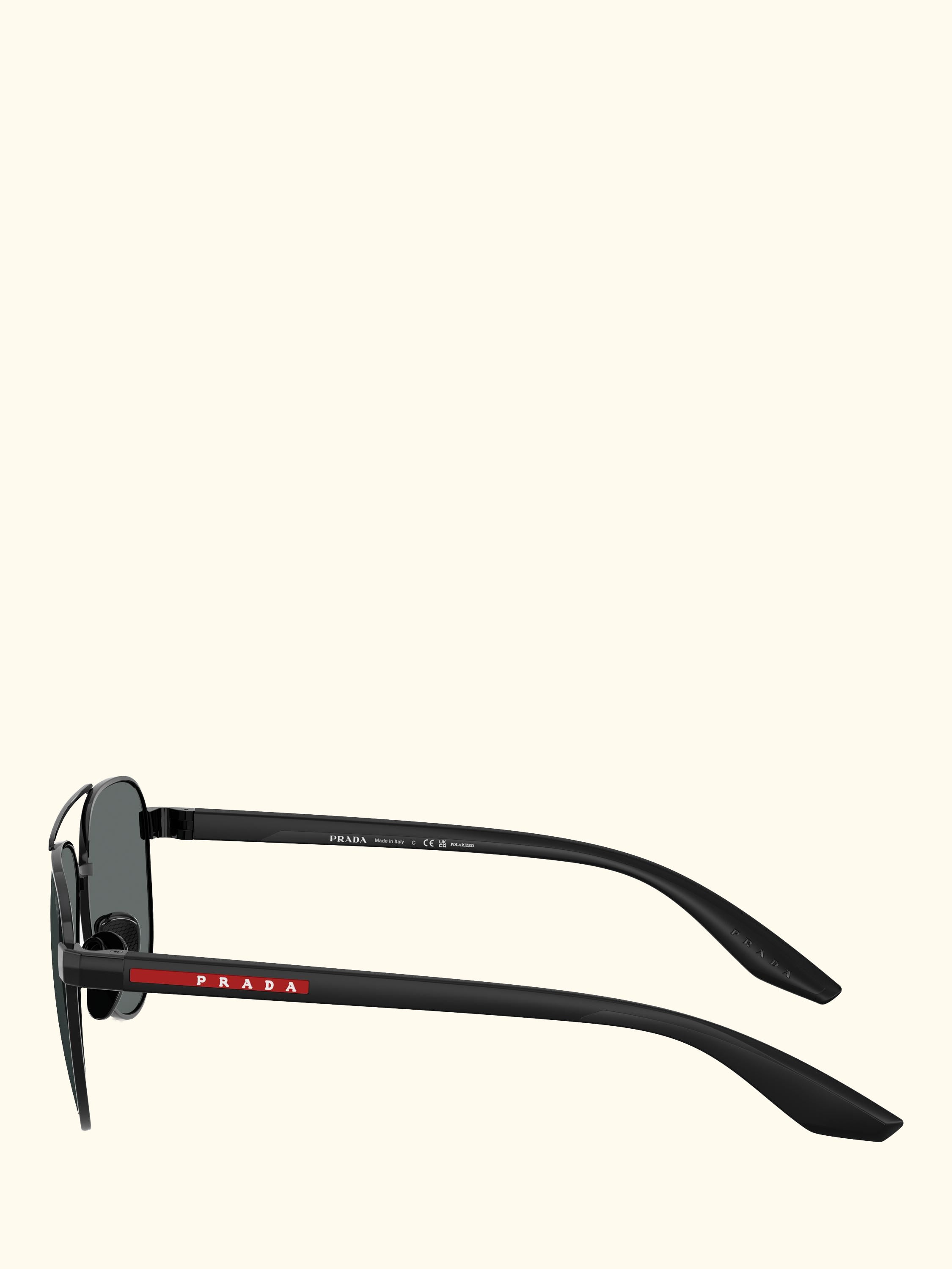 Prada Linea Rossa PS A52S Men's Polarised Aviator Sunglasses, Black/Grey