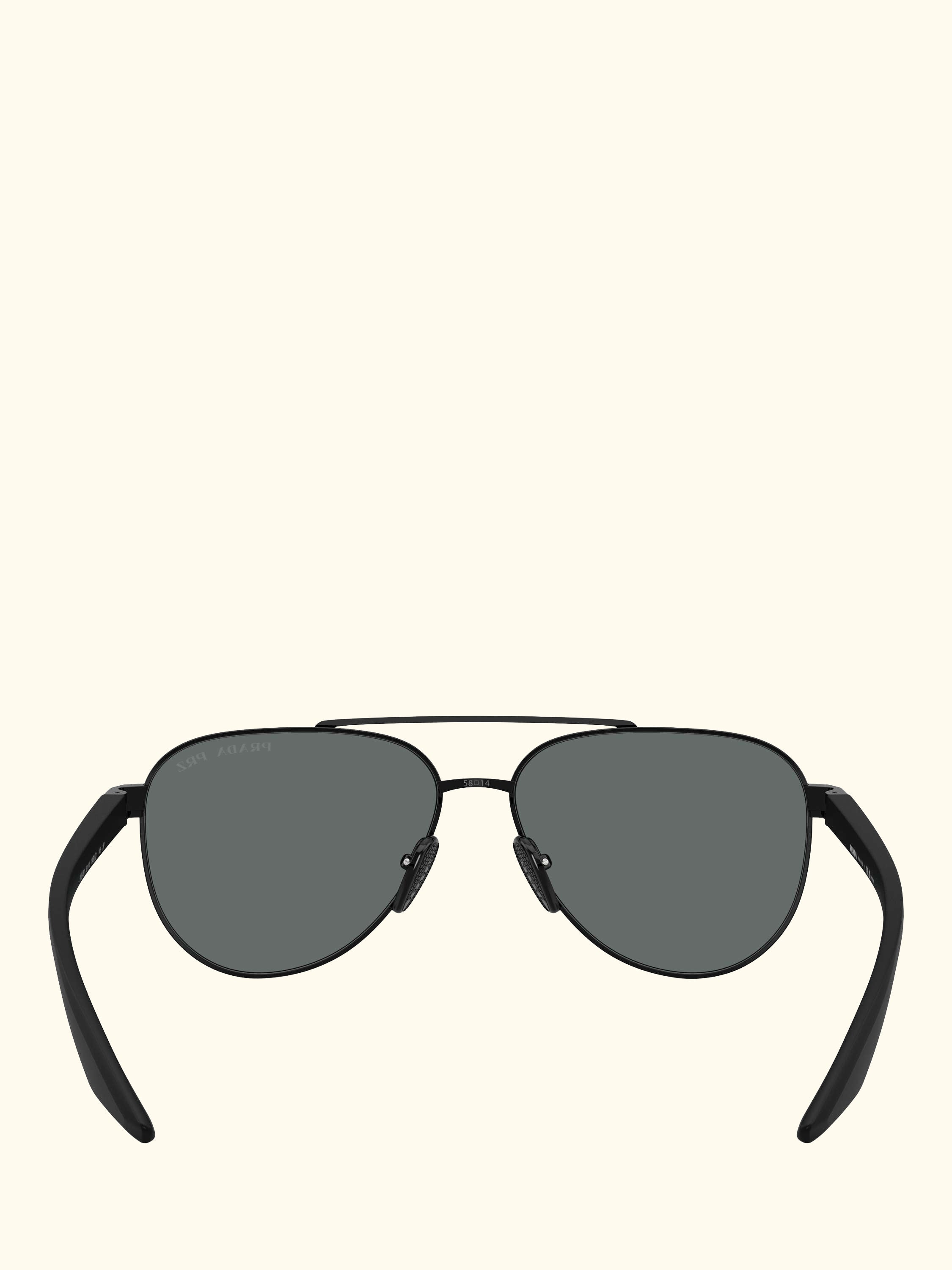Prada Linea Rossa PS A52S Men's Polarised Aviator Sunglasses, Black/Grey