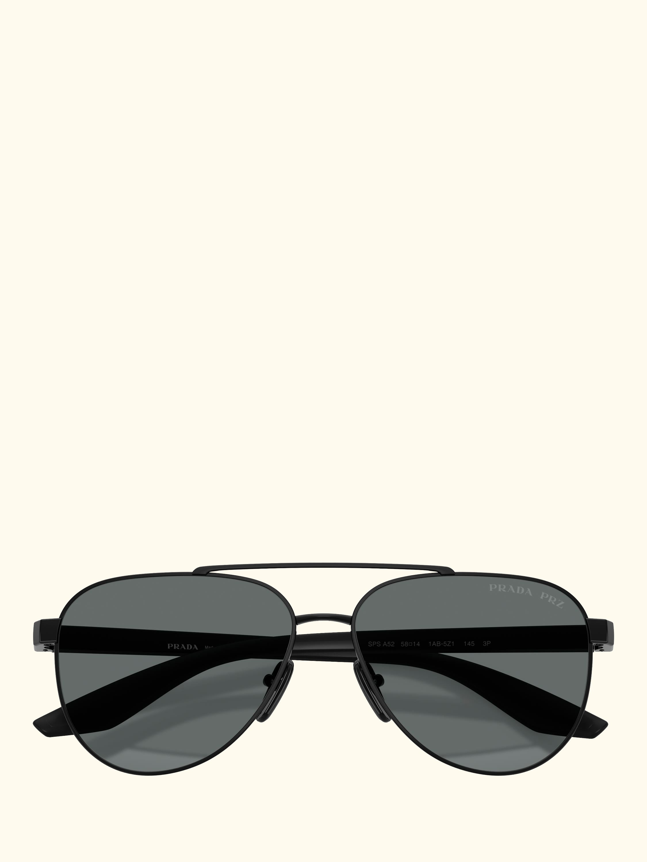 Prada Linea Rossa PS A52S Men's Polarised Aviator Sunglasses, Black/Grey