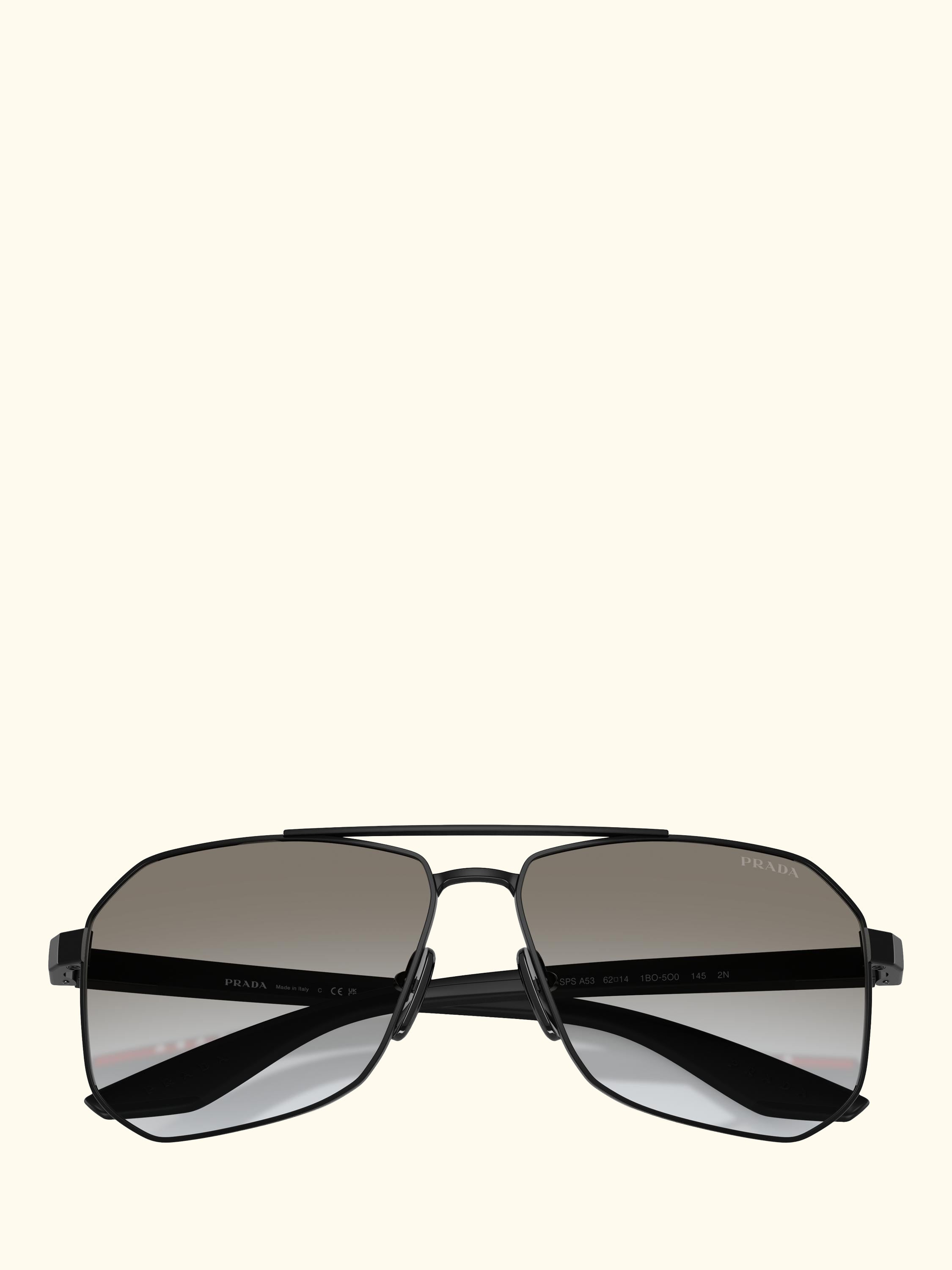 Prada Linea Rossa PS A53S Men's Rectangular Sunglasses, Black/Grey Gradient