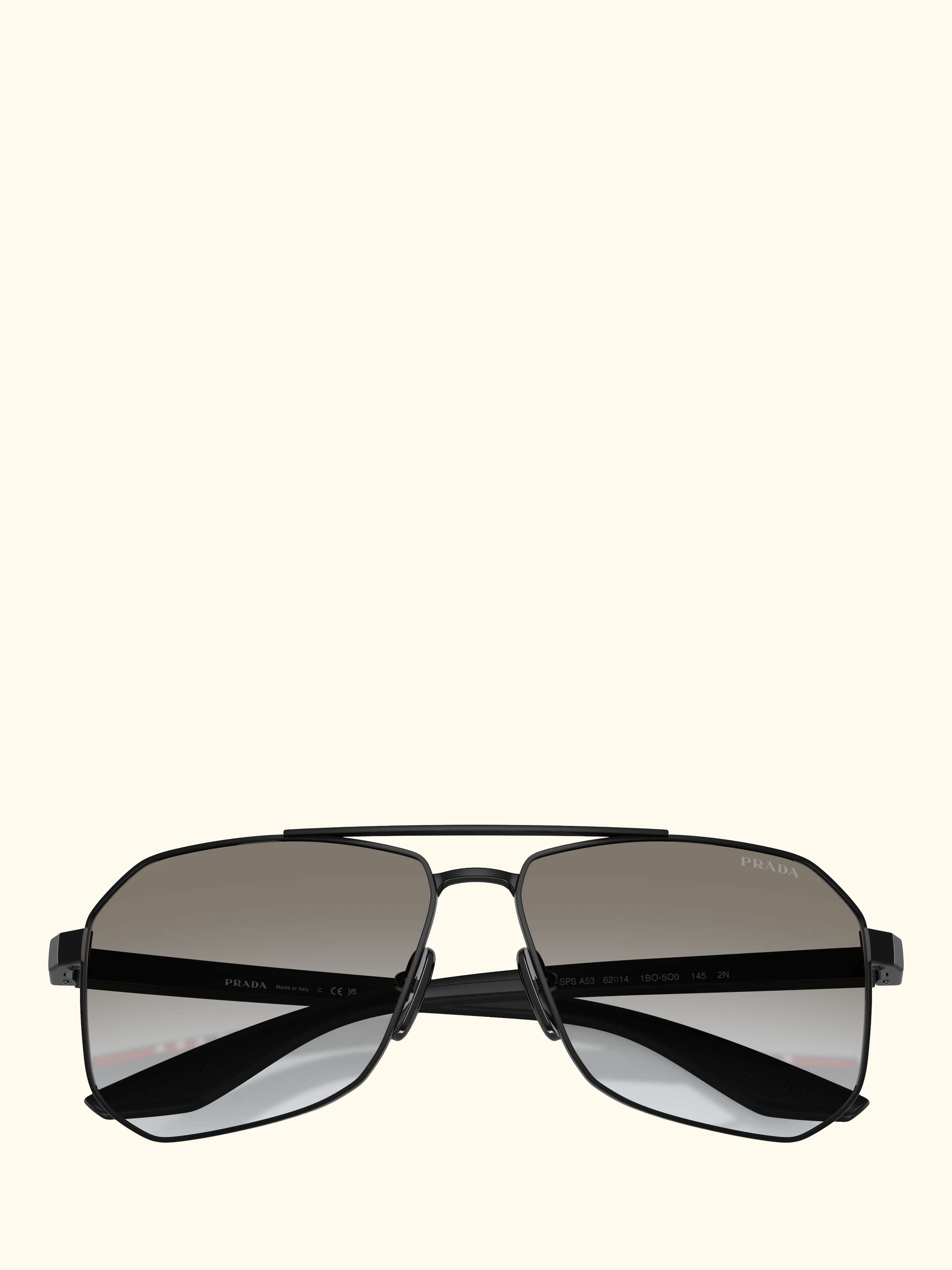 Prada Linea Rossa PS A53S Men's Rectangular Sunglasses, Black/Grey Gradient