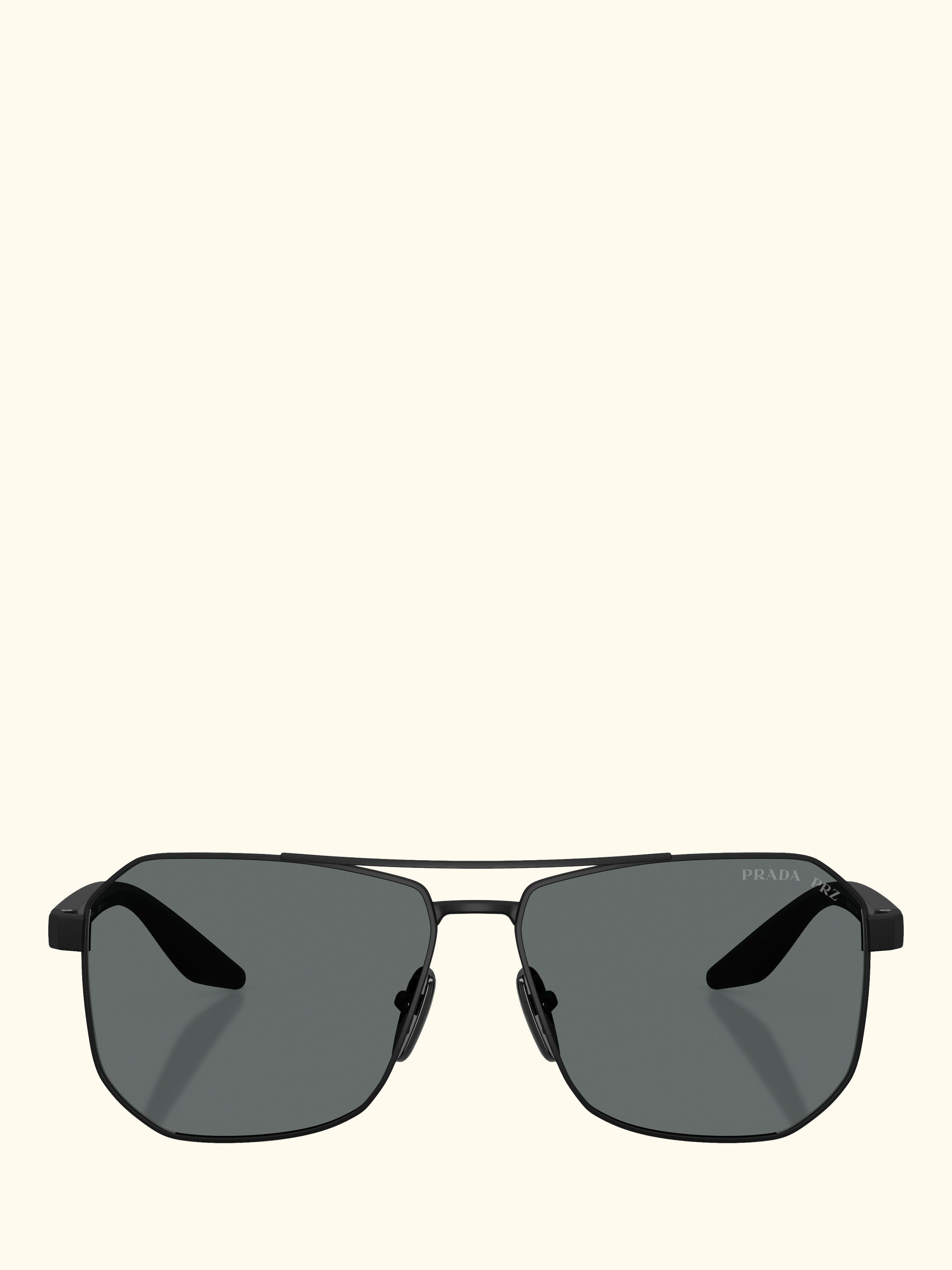 Prada Linea Rossa PS A53S Men's Polarised Rectangular Sunglasses, Black/Grey